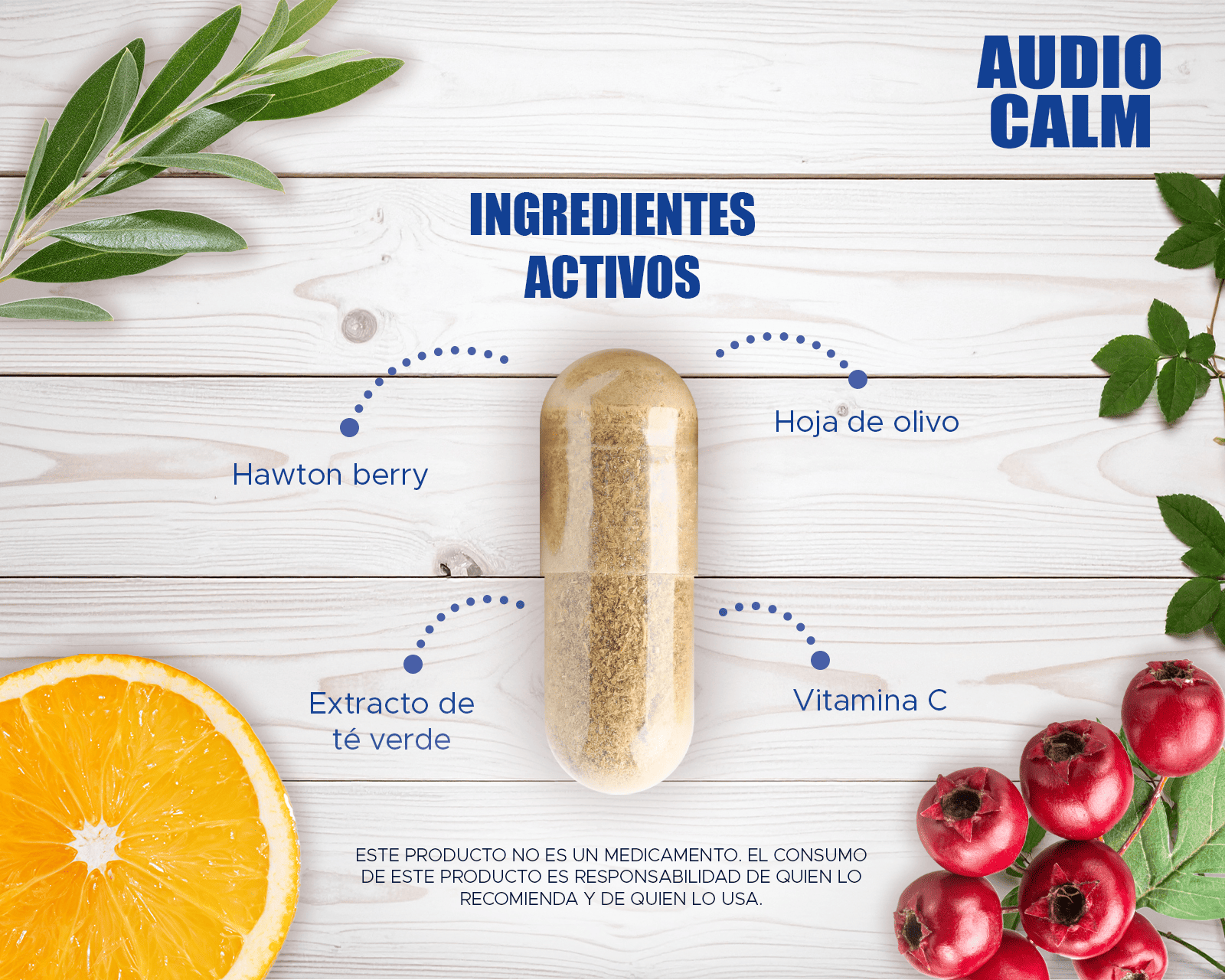Foto 5 pulgar | Suplemento Audio Calm Hawton Berry + Vitamina C 60 Cápsulas