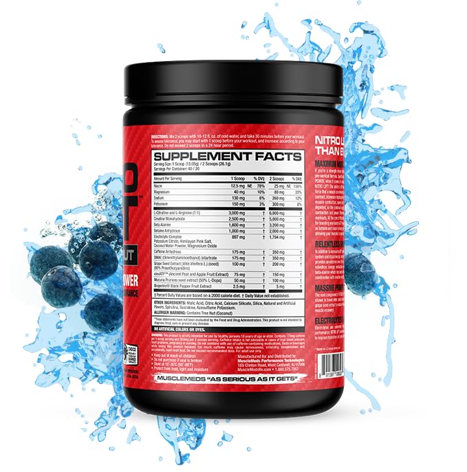 Foto 3 pulgar | Granizado Musclemeds Nitro Lift Blue Para Antes Del Entrenamiento  300 Ml - Venta Internacional.