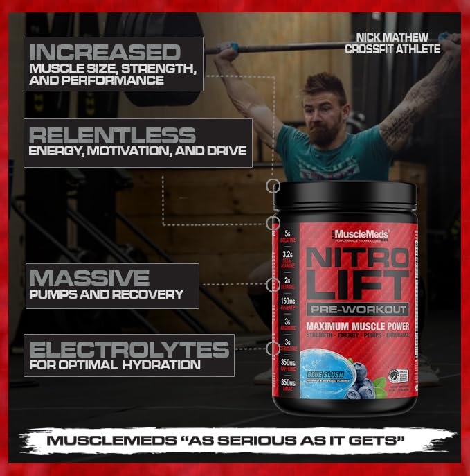 Foto 4 pulgar | Granizado Musclemeds Nitro Lift Blue Para Antes Del Entrenamiento  300 Ml - Venta Internacional.