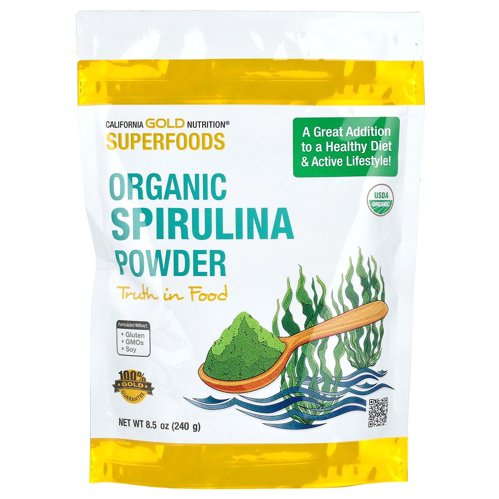 Foto 2 pulgar | Suplemento De Espirulina Orgánica California Gold Nutrition 240 G - Venta Internacional.