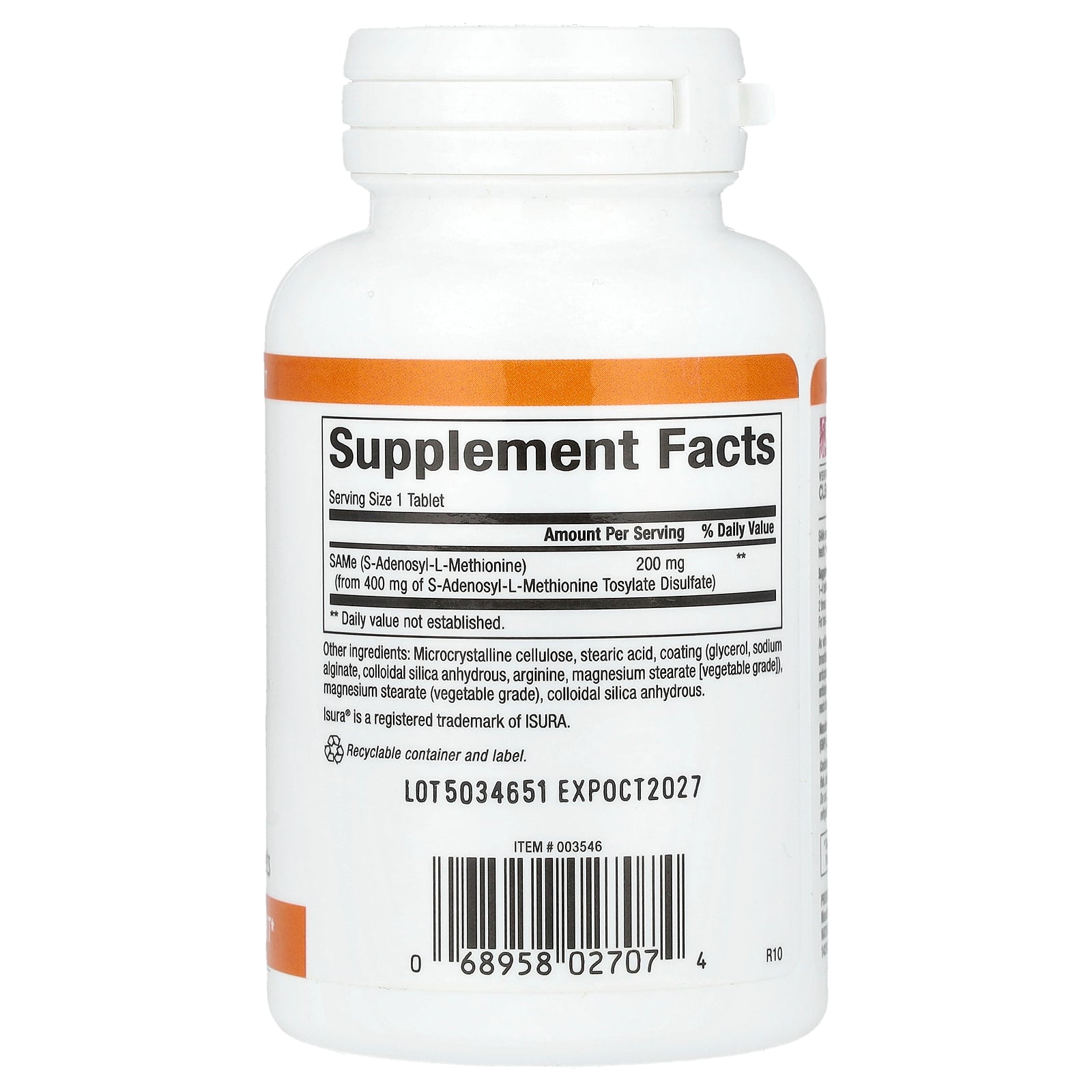 Foto 3 pulgar | Suplemento Natural Factors Same 200 Mg 30 Tabletas De Liberación Lenta - Venta Internacional.