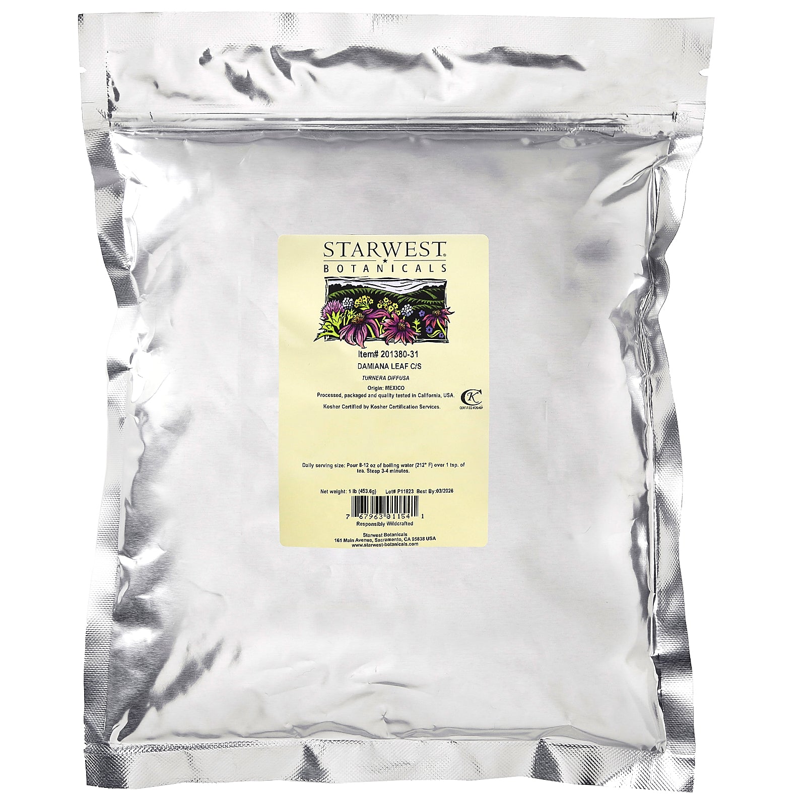 Foto 3 pulgar | Hoja De Damiana Starwest De Botanicals C/s 453 6 G (1 Libra) - Venta Internacional.