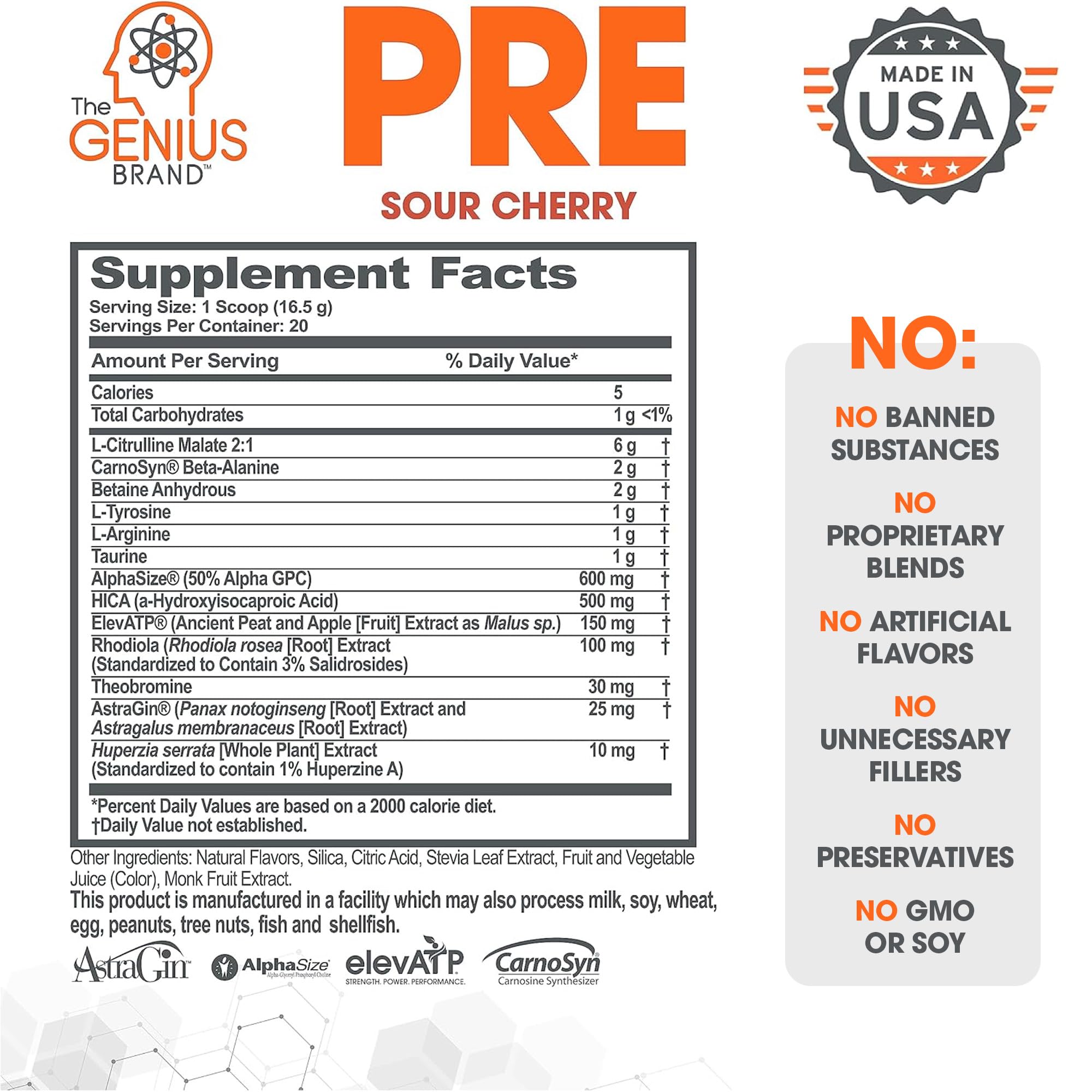 Foto 4 pulgar | Pre-workout Boosted Energy Genius Pre Sin Cafeína  20 Porciones - Venta Internacional.
