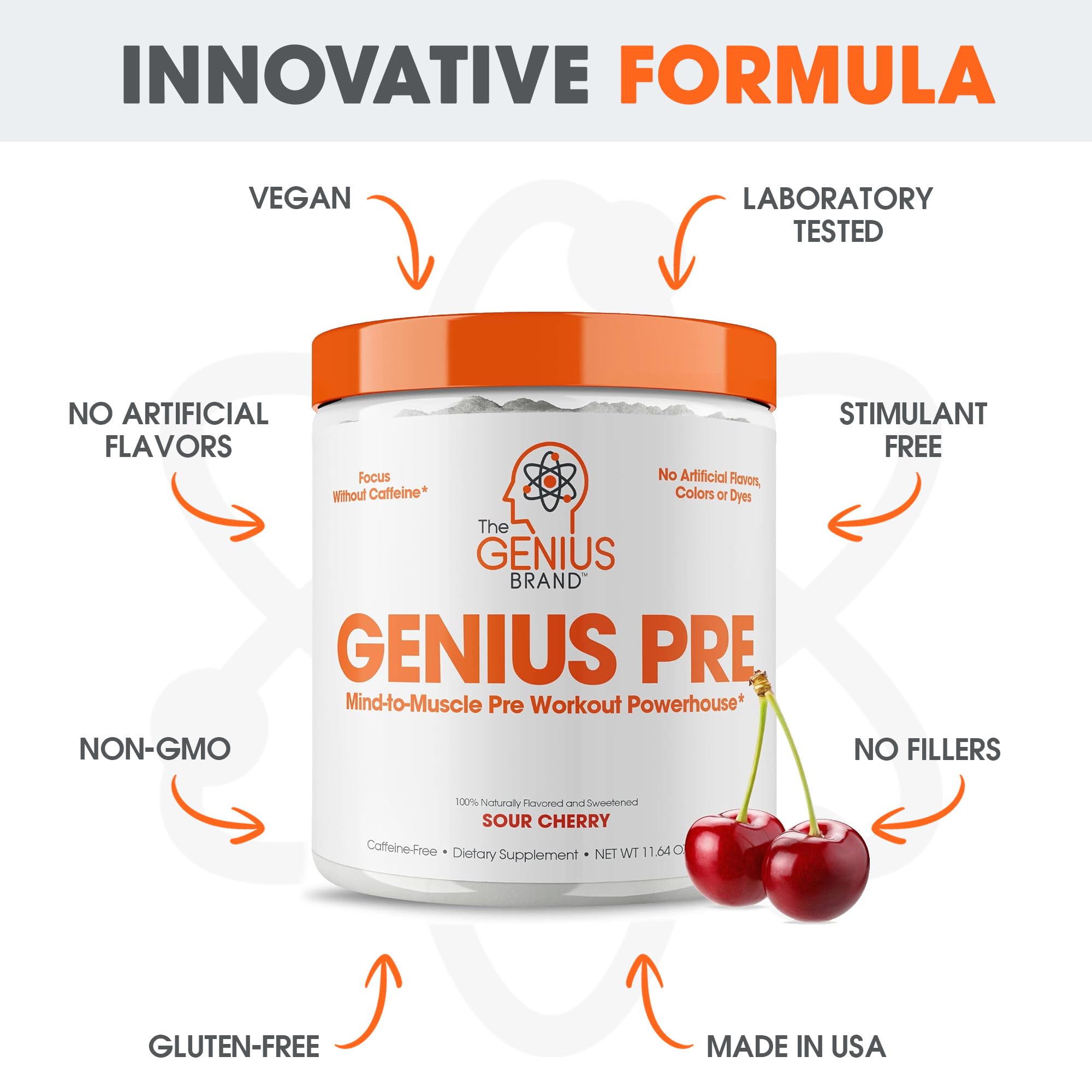 Foto 7 pulgar | Pre-workout Boosted Energy Genius Pre Sin Cafeína  20 Porciones - Venta Internacional.