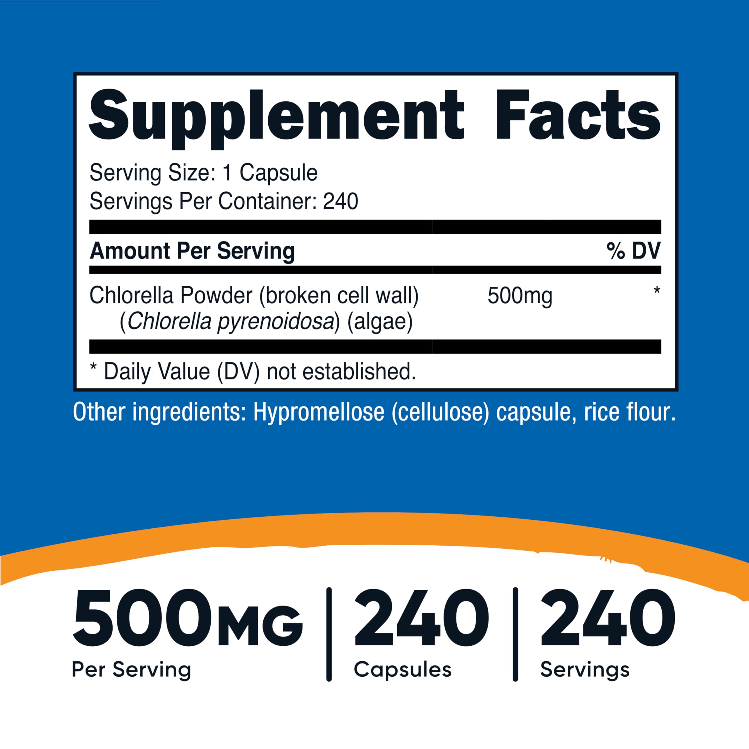 Foto 3 pulgar | Suplemento Nutricost  Cápsulas De Clorella  500 Mg  240 Cápsulas - Venta Internacional.