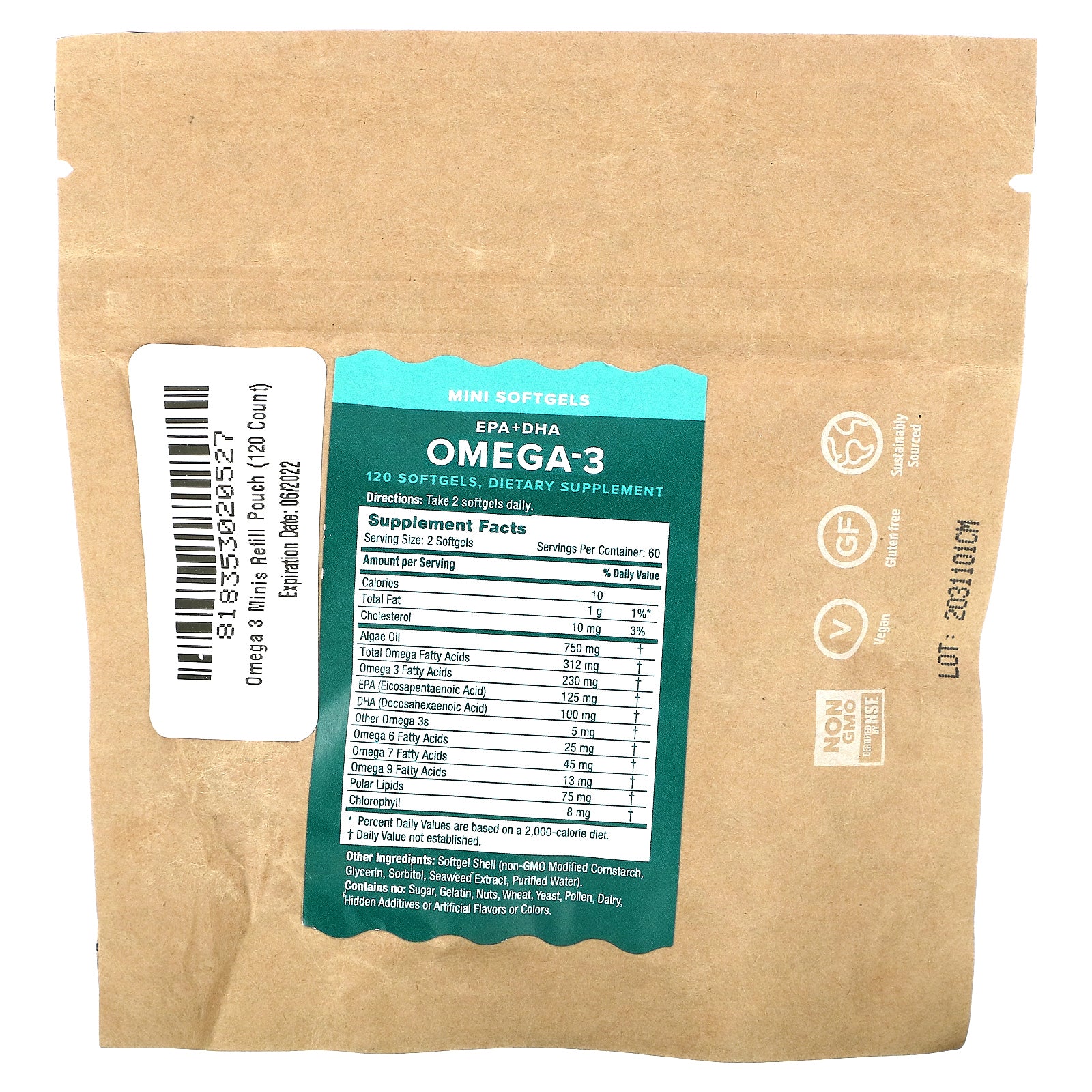 Foto 2 | Minibolsa De Recarga Supplement Iwi Omega-3  Epa + Dha  120 Cápsulas Blandas - Venta Internacional.