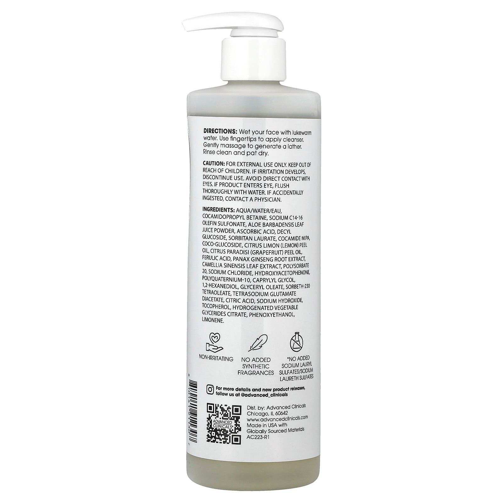 Foto 2 | Limpiador Advanced Clinicals Con Vitamina C Y Ácido Ferúlico 347 Ml - Venta Internacional.