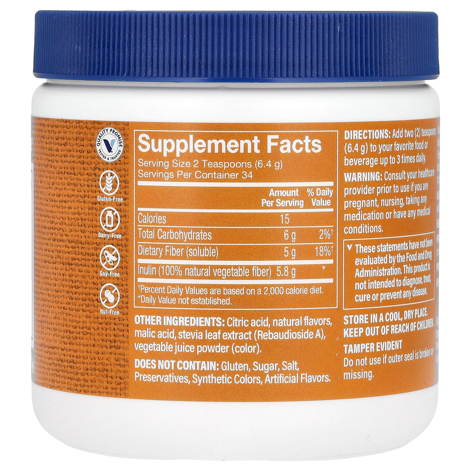 Foto 3 pulgar | Suplemento The Vitamin Shoppe Miracle Fiber Fruti Punch 217 6 G - Venta Internacional.