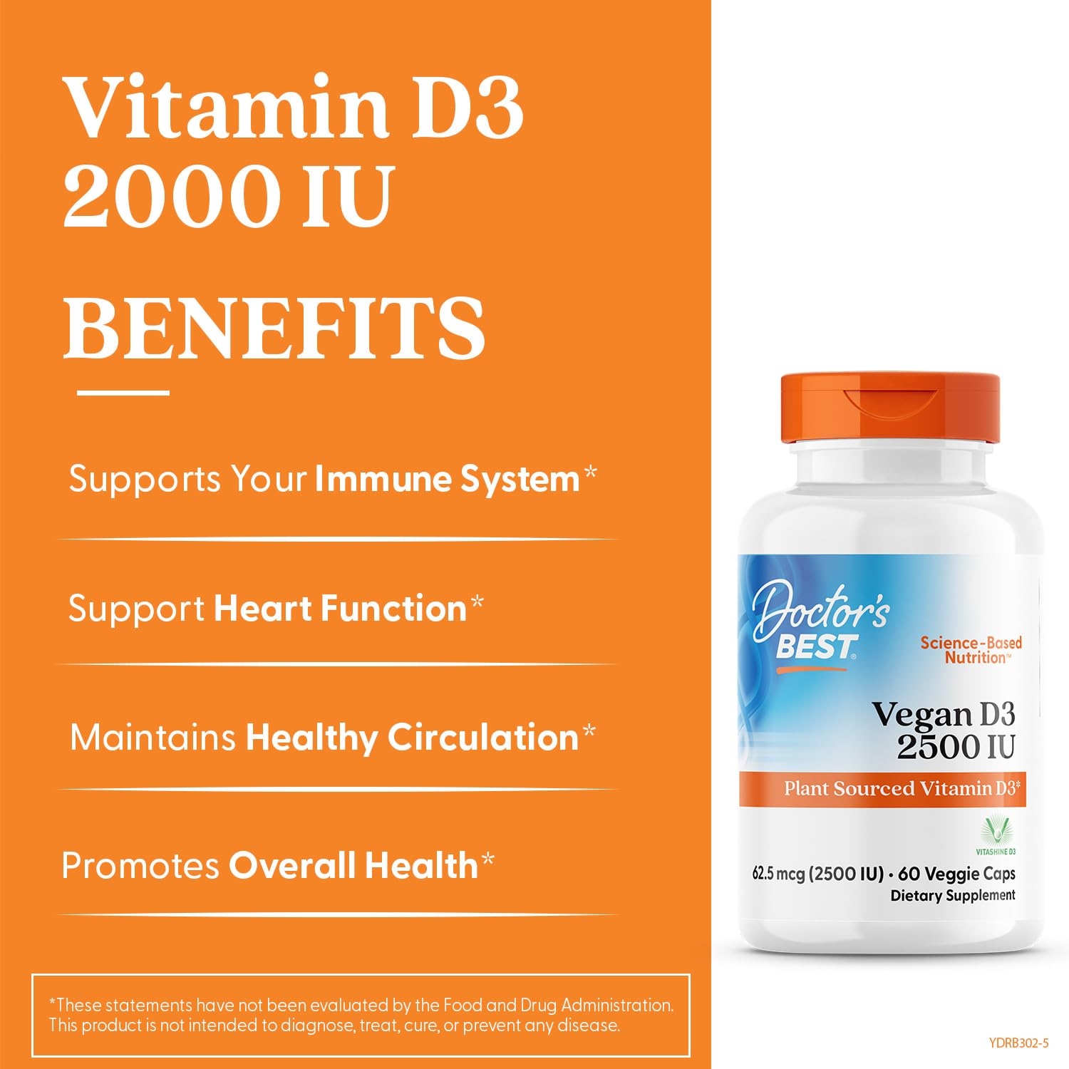 Foto 2 | Suplemento Doctor's Best De Vitamina D3  2500 Ui  Vegano  60 Comprimidos - Venta Internacional.