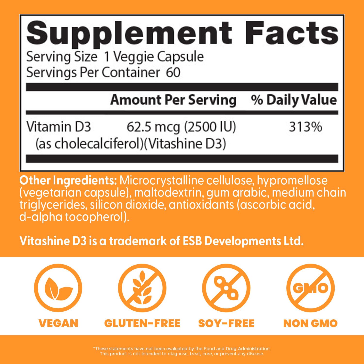 Foto 3 | Suplemento Doctor's Best De Vitamina D3  2500 Ui  Vegano  60 Comprimidos - Venta Internacional.