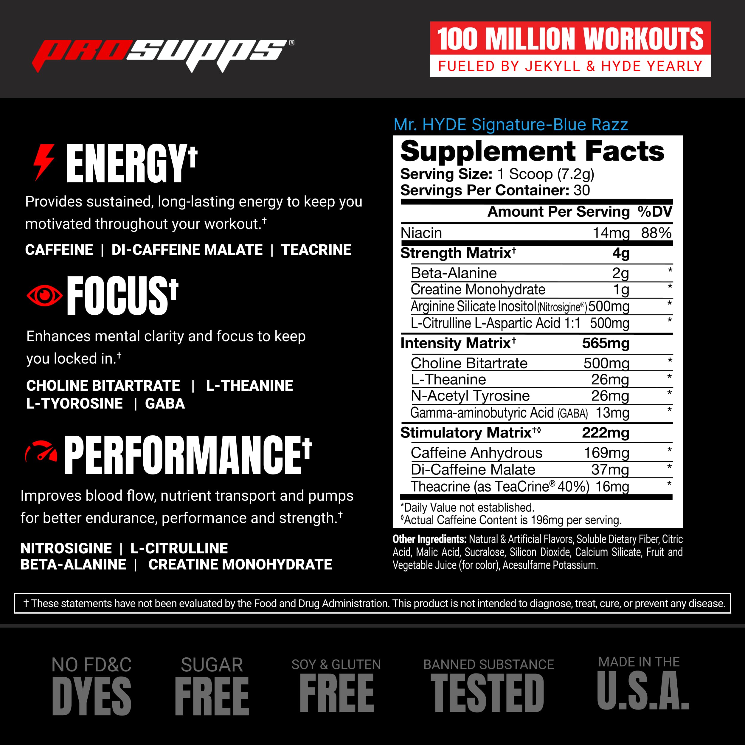 Foto 8 pulgar | Preentrenamiento Prosupps Mr. Hyde Signature Blue Razz 30 Porciones - Venta Internacional.