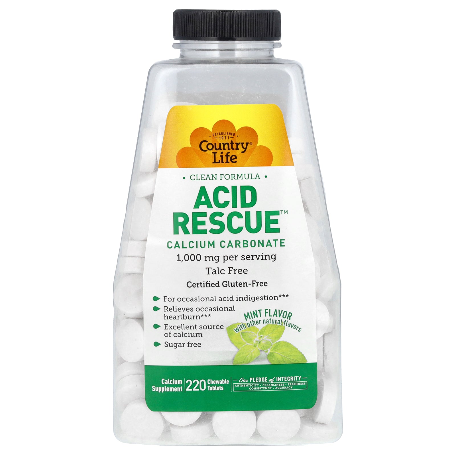 Foto 1 | Suplemento Country Life Acid Rescue De Carbonato De Calcio 220 Comprimidos - Venta Internacional.