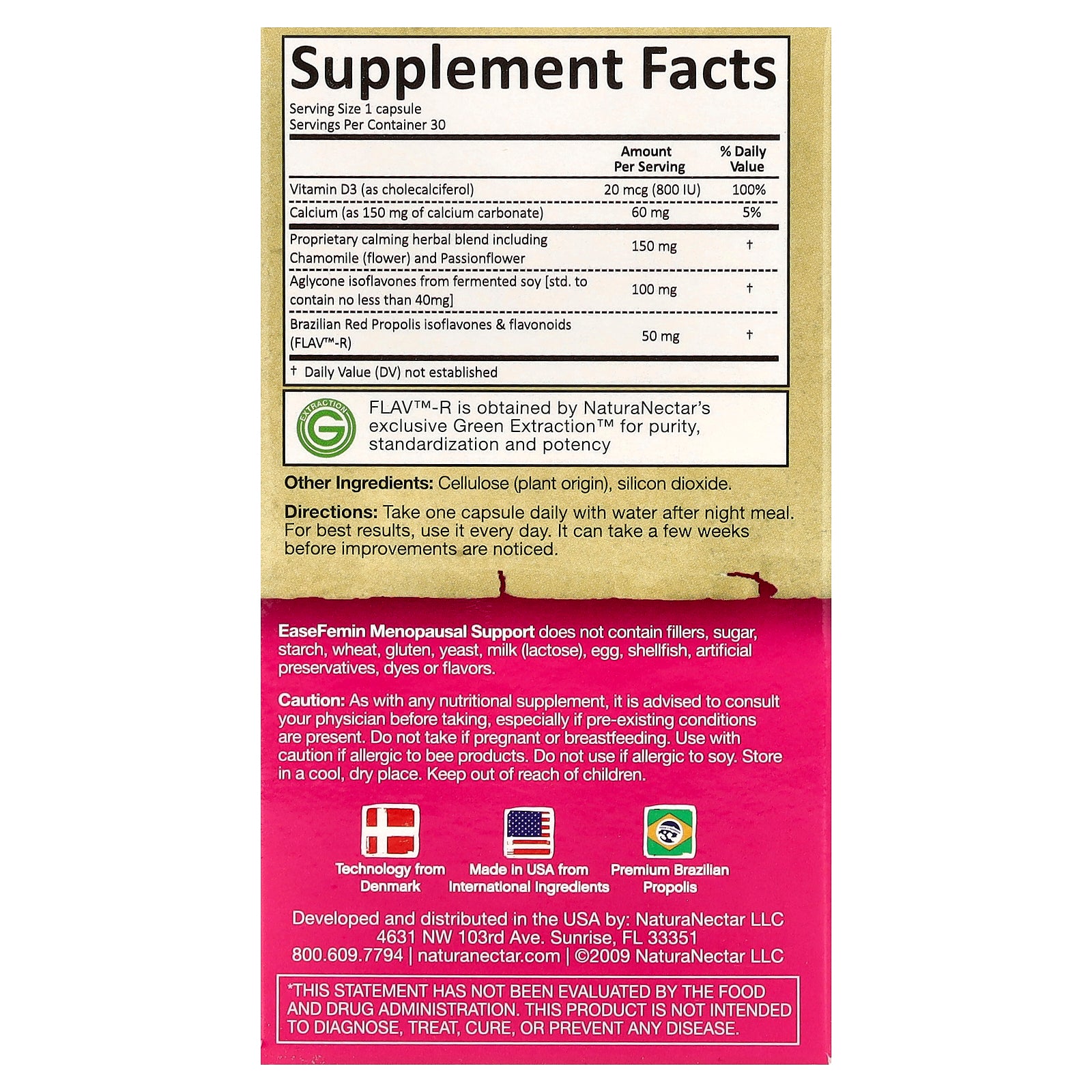 Foto 3 pulgar | Suplemento Naturanectar Easefemin Menopausal Support 30 Cápsulas - Venta Internacional.