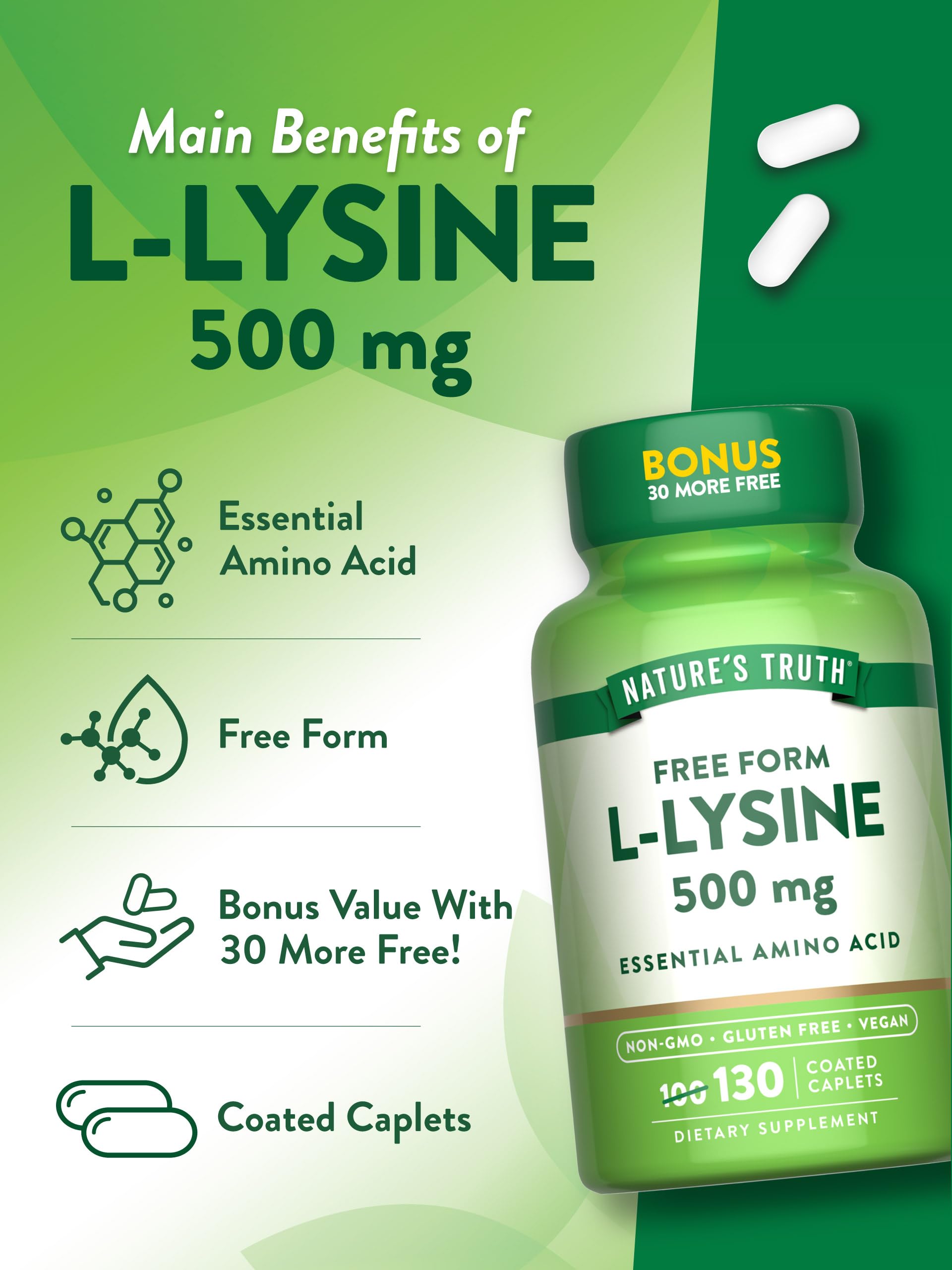 Foto 6 pulgar | Suplemento Nature's Truth L-lisina 500 Mg 130 Cápsulas - Venta Internacional.