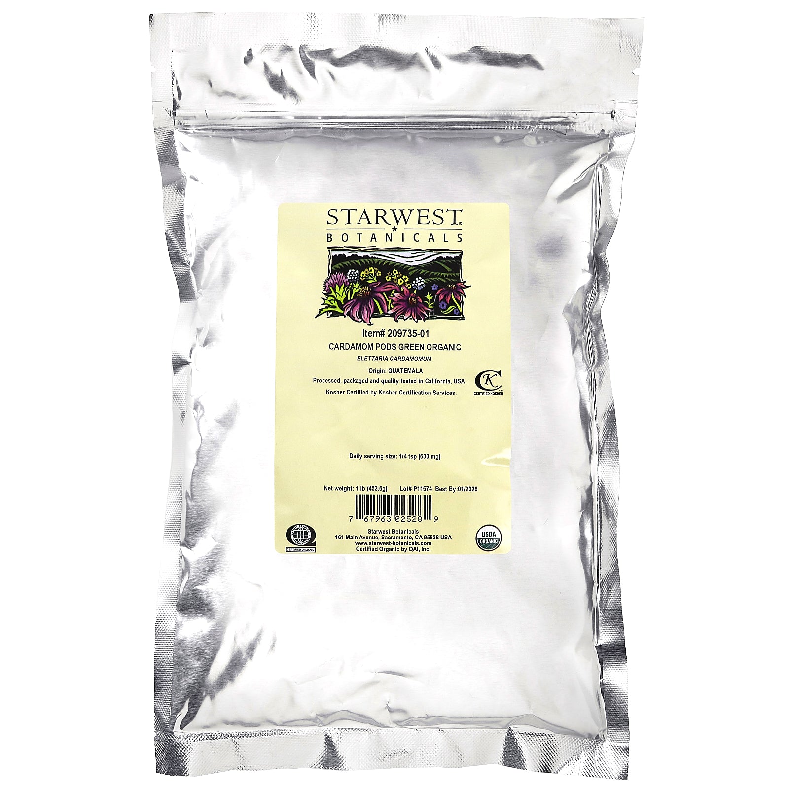 Foto 3 pulgar | Cardamomo Pods Starwest Botanicals Organic Green 453 6 G - Venta Internacional.