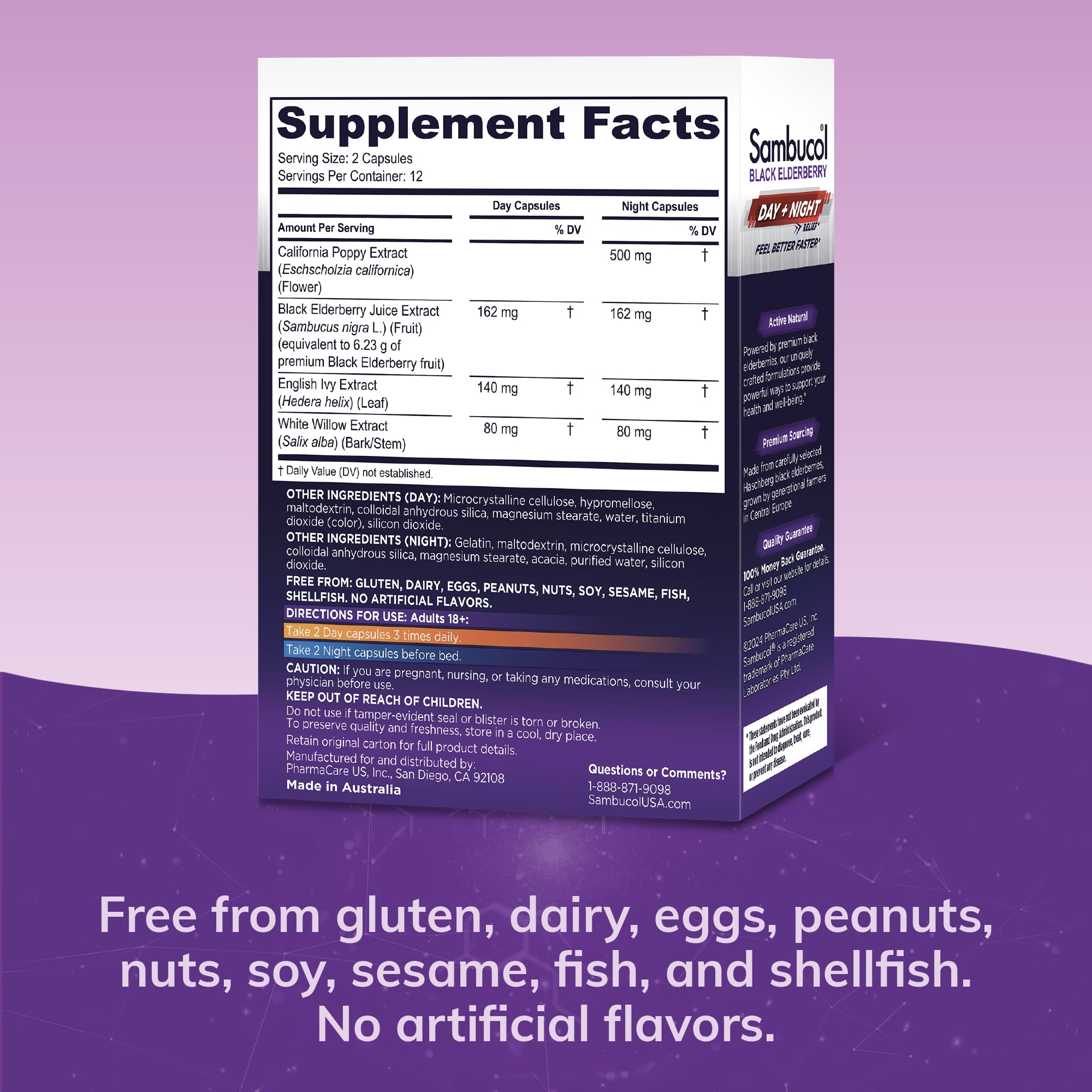 Foto 3 pulgar | Suplemento Alimenticio Sambucol Black Elderberry Day & Night Relief 24 Cápsulas - Venta Internacional.