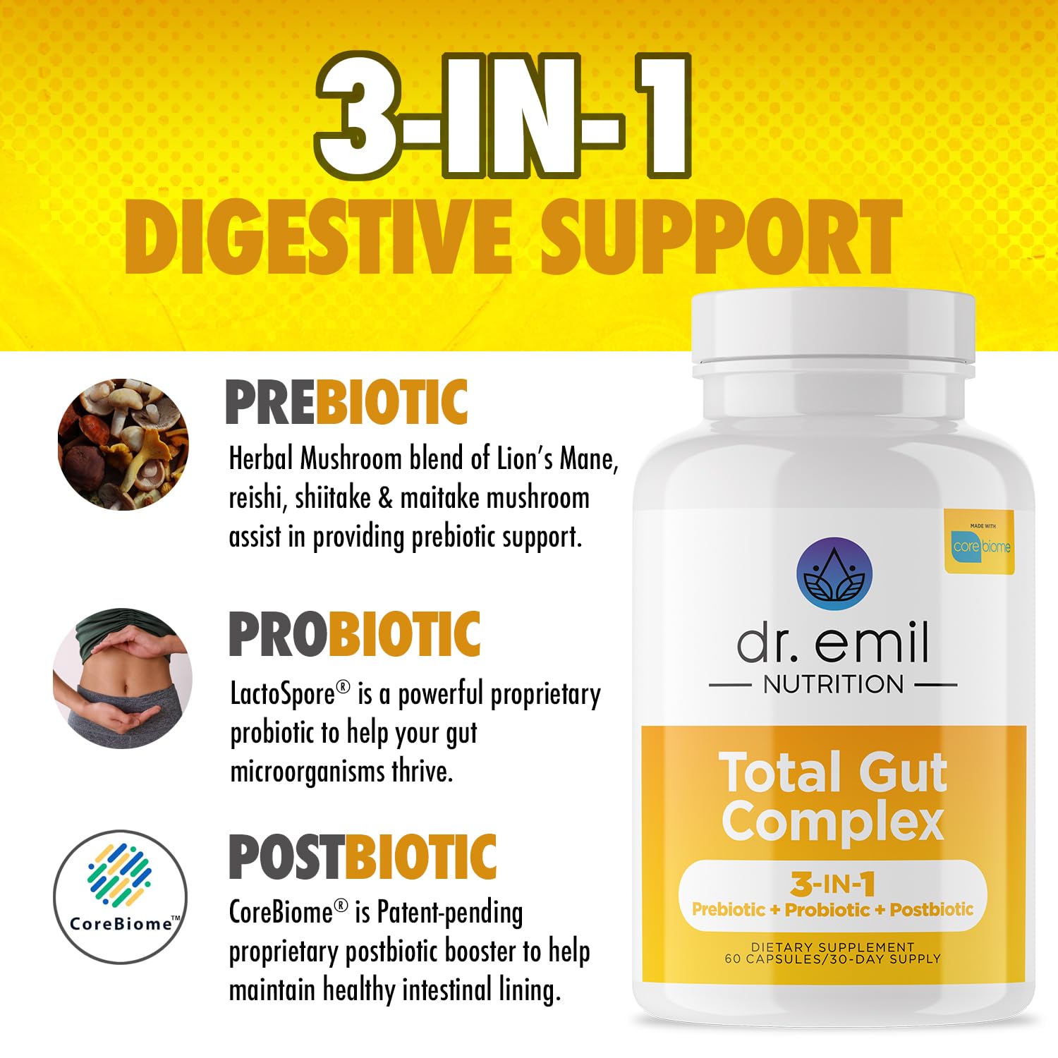 Foto 3 pulgar | Suplementos Dr. Emil Nutrition Total Gut Health 60 Cápsulas - Venta Internacional.