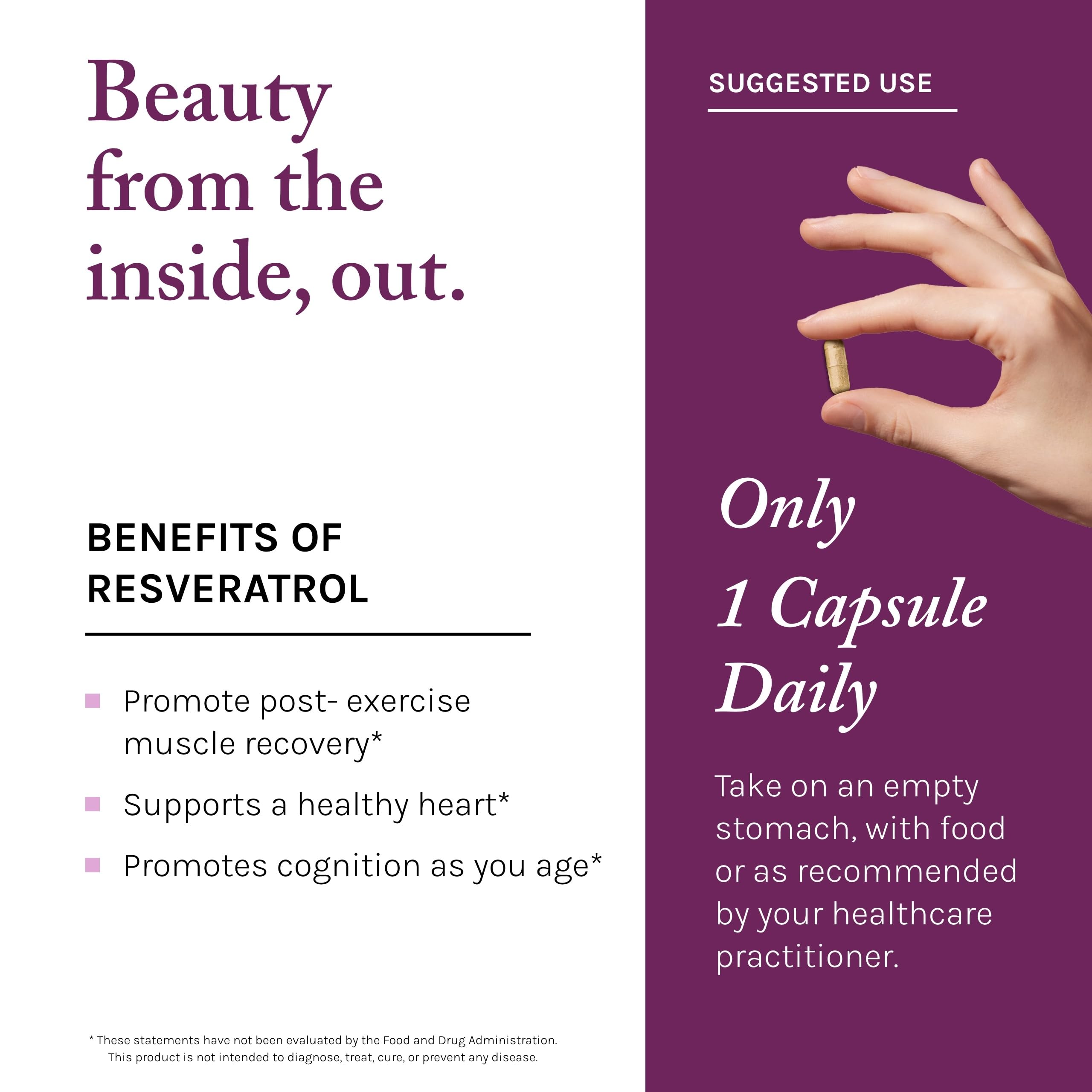 Foto 5 pulgar | Suplemento Reserveage Beauty Resveratrol 100 Mg 30 Cápsulas - Venta Internacional.
