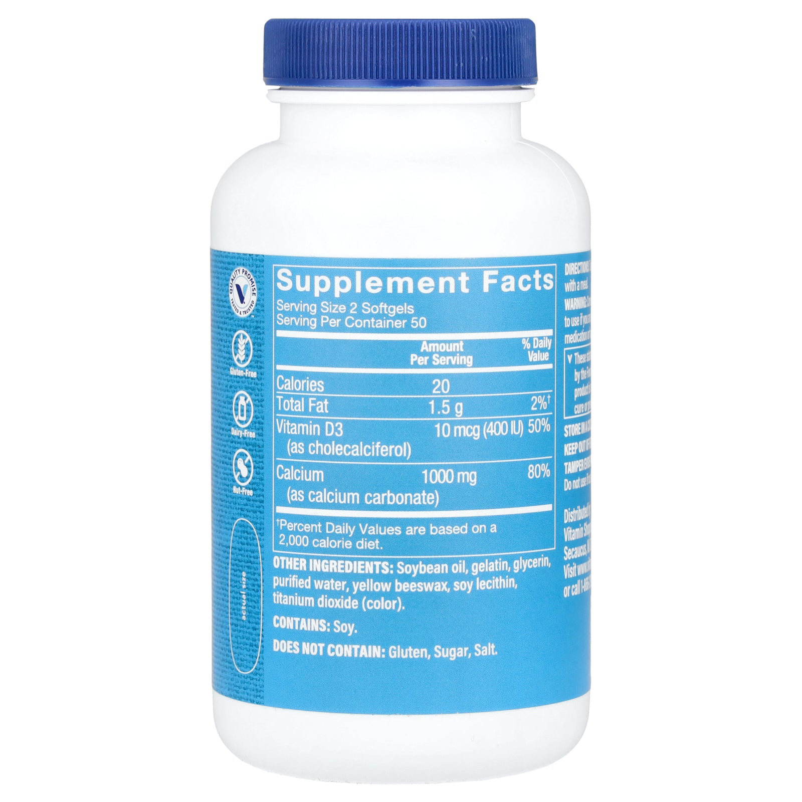 Foto 2 | Suplemento The Vitamin Shoppe Calcium 1000 100 Cápsulas Blandas - Venta Internacional.