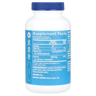 Foto 2 | Suplemento The Vitamin Shoppe Calcium 1000 100 Cápsulas Blandas - Venta Internacional.