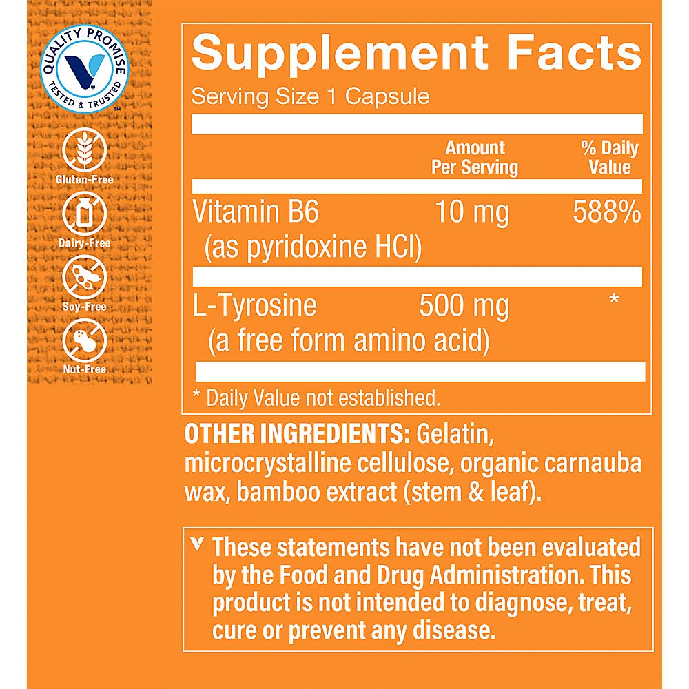 Foto 4 pulgar | Complementa The Vitamin Shoppe L-tirosina 500 Mg 300 Cápsulas - Venta Internacional.