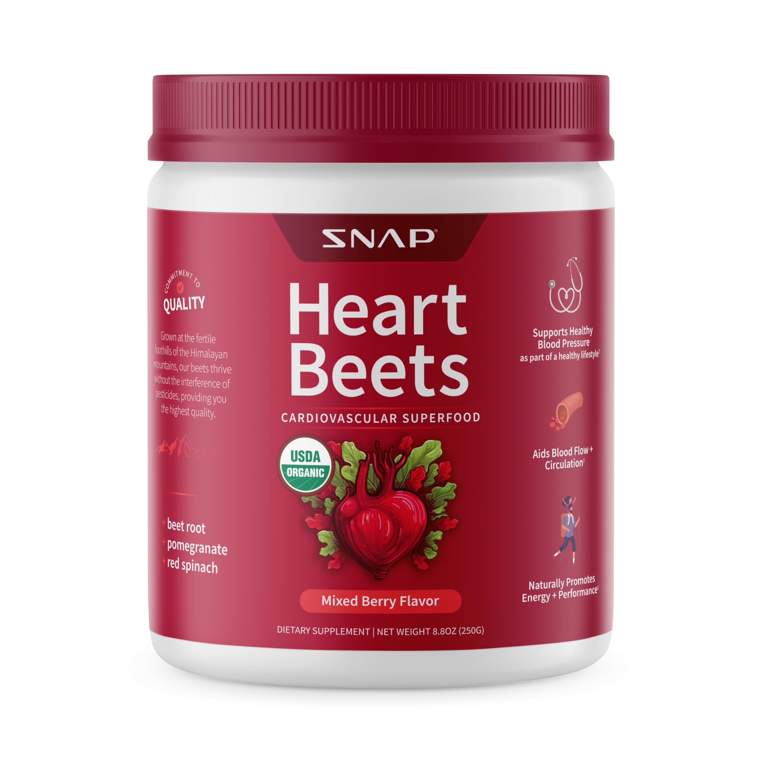 Foto 2 pulgar | Suplemento Snap Supplements Heart Beets Parent New 4 Powder - Venta Internacional.