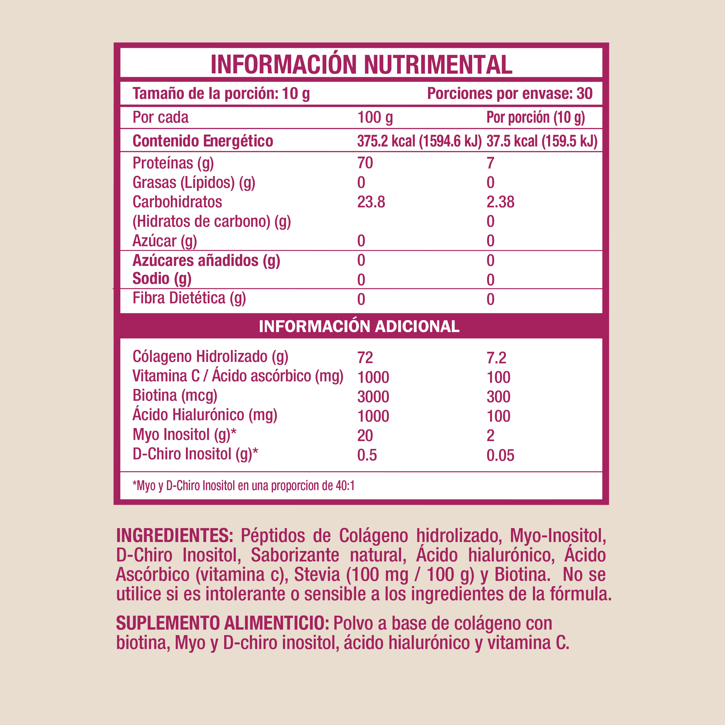 Foto 4 pulgar | Glowin Valara Colágeno Hidrolizado 300 Gr - Myo Y D Chiro Inositol  Biotina  Ácido Hialurónico Y Vitamina C