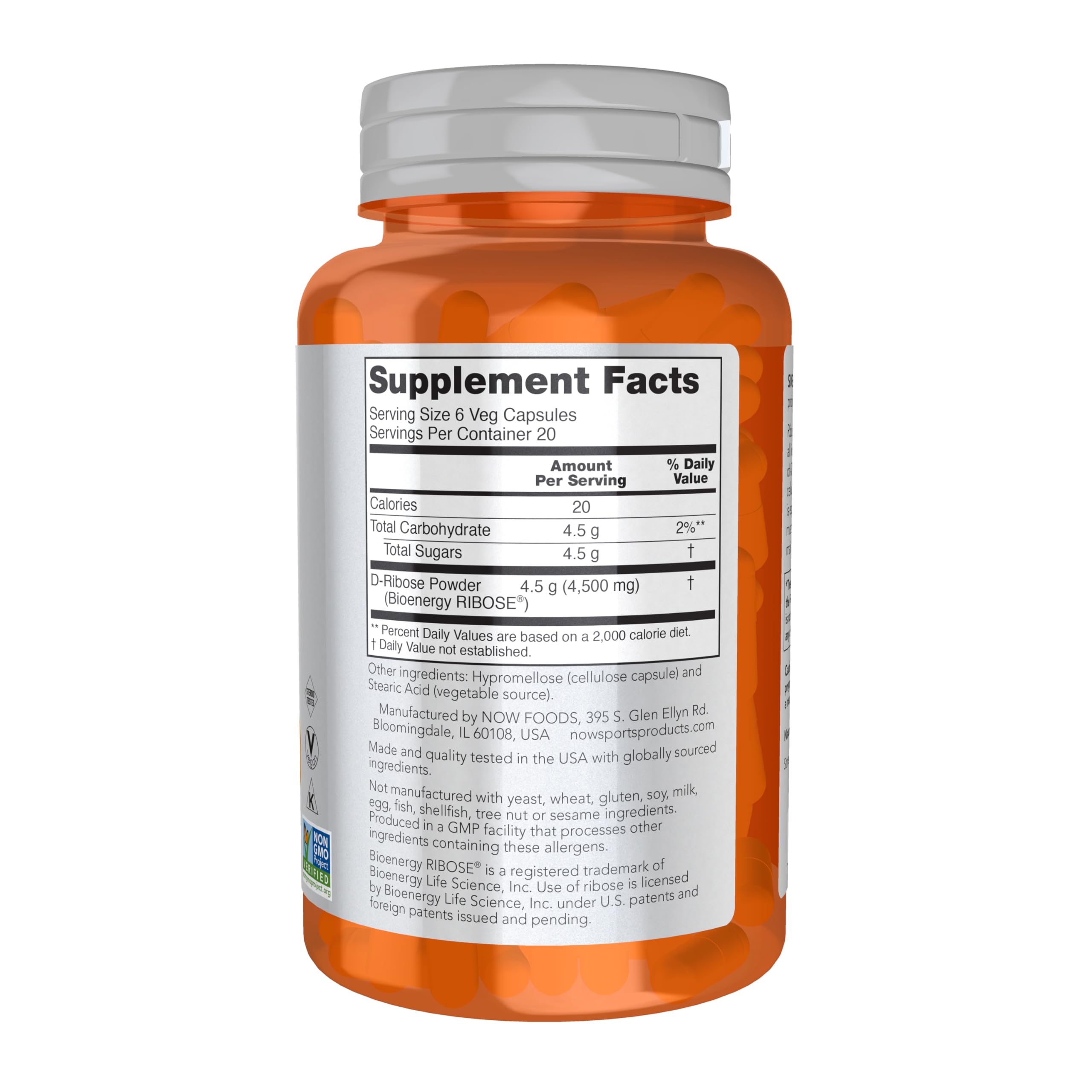 Foto 3 pulgar | Suplemento Now Sports Nutrition D-Ribosa 750 mg 120 Cápsulas - Venta Internacional