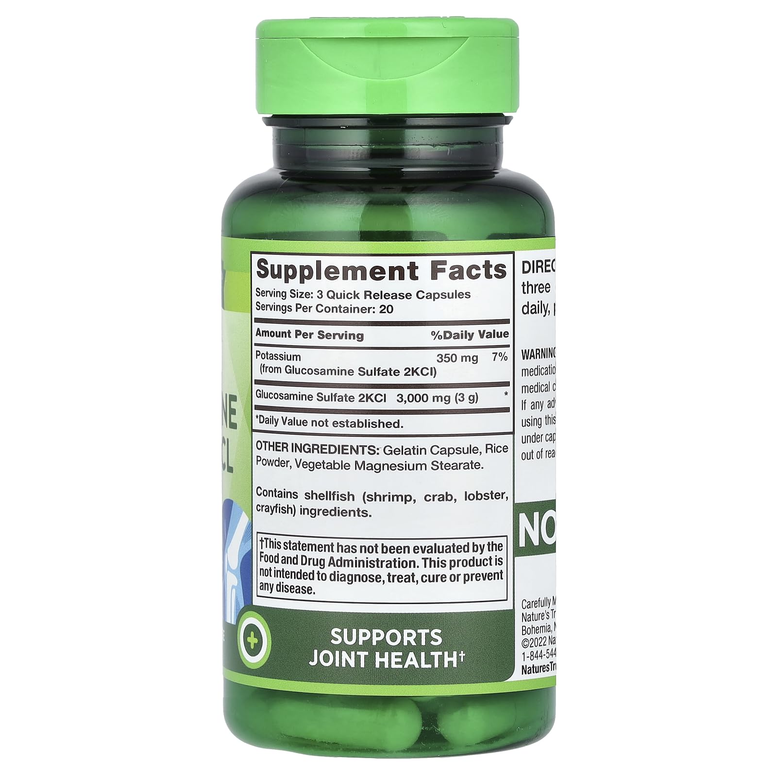 Foto 2 | Suplemento Nature's Truth Triple Glucosamina 3000 Mg 60 Cápsulas - Venta Internacional