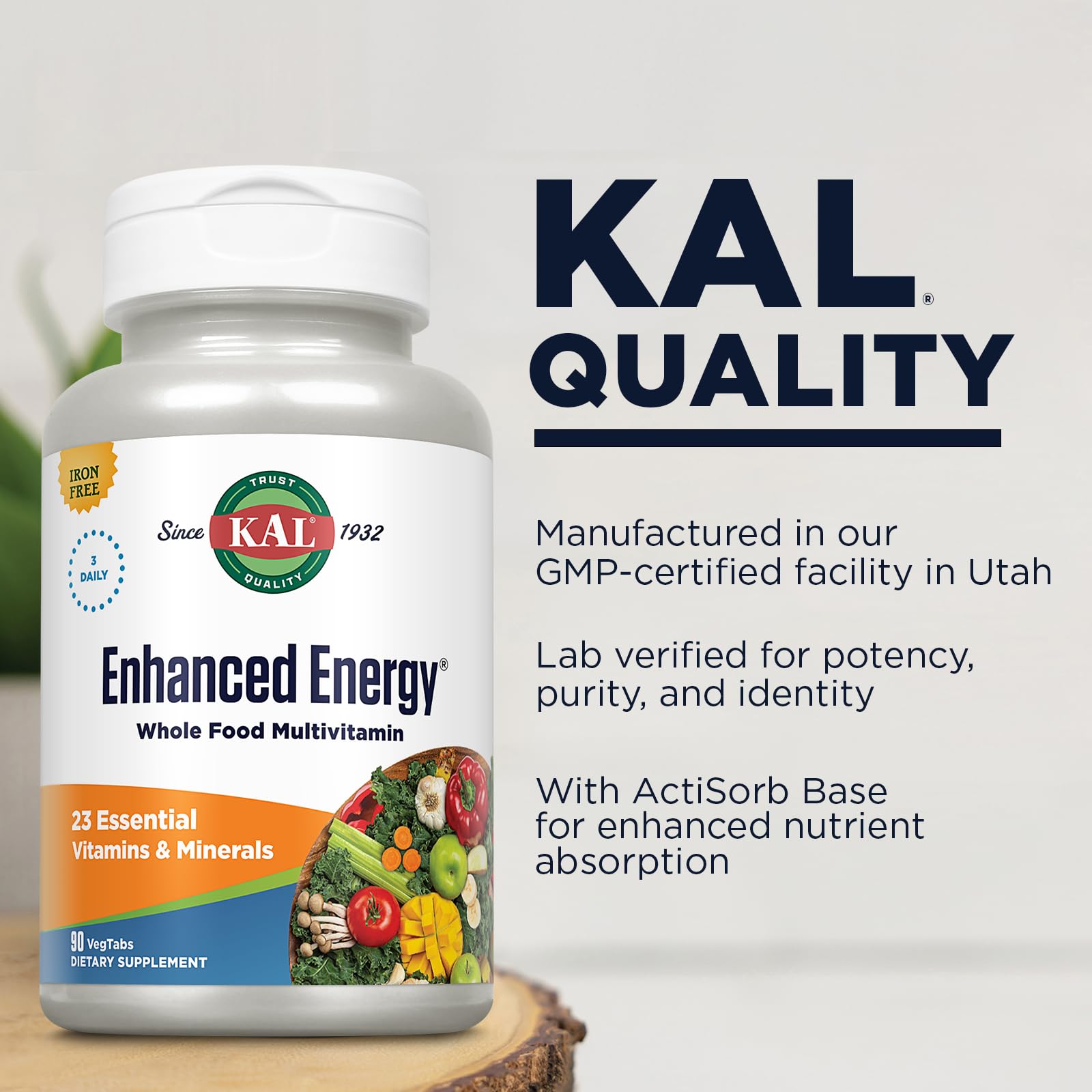 Foto 4 | Suplementos Kal Enhanced Energy 3 Diarios 90 Tabletas Vegetarianas - Venta Internacional