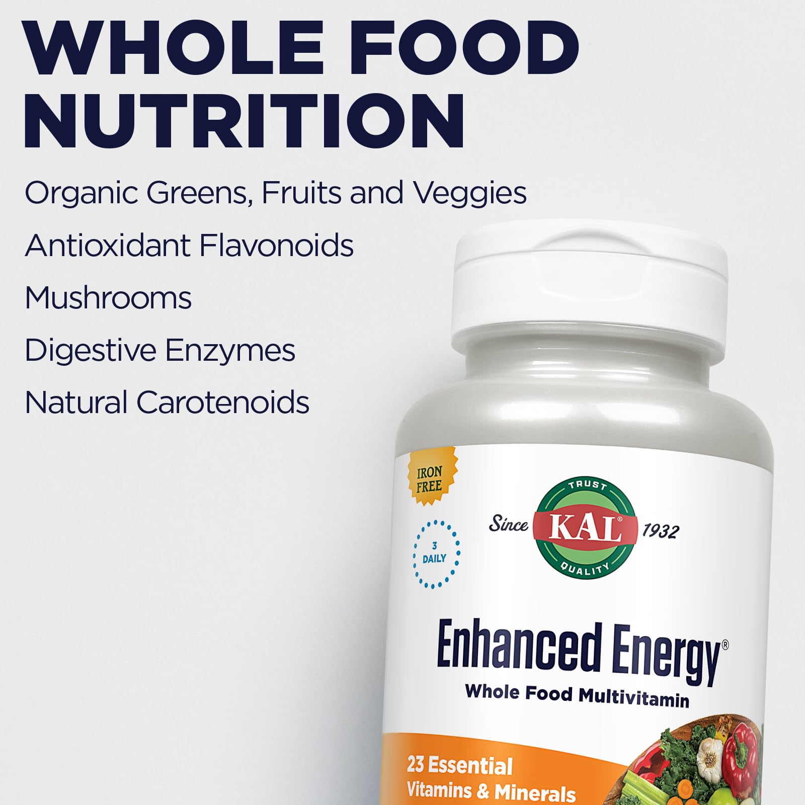 Foto 6 pulgar | Suplementos Kal Enhanced Energy 3 Diarios 90 Tabletas Vegetarianas - Venta Internacional