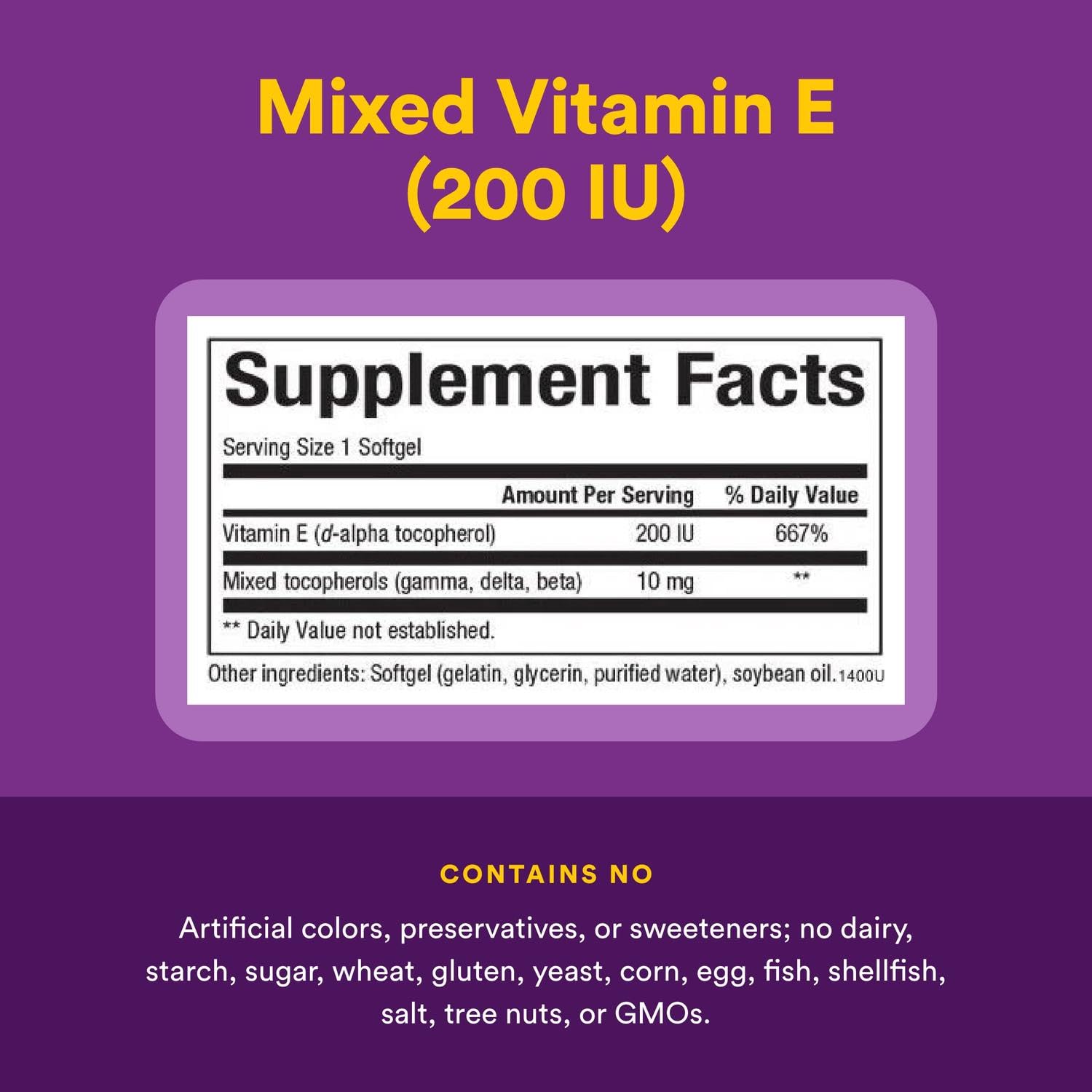 Foto 4 | Suplemento de Vitamina E Mezclada Natural Factors 200 Ui 90 Cápsulas Blandas - Venta Internacional