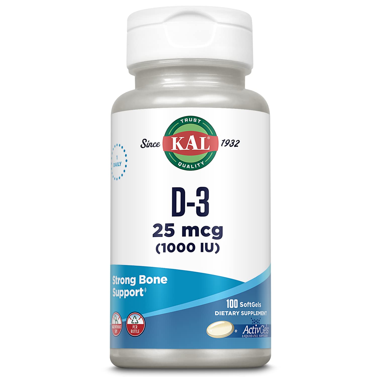 Foto 2 pulgar | Suplemento Kal de Vitamina D3 1000 Ui 100 Softgels - Venta Internacional