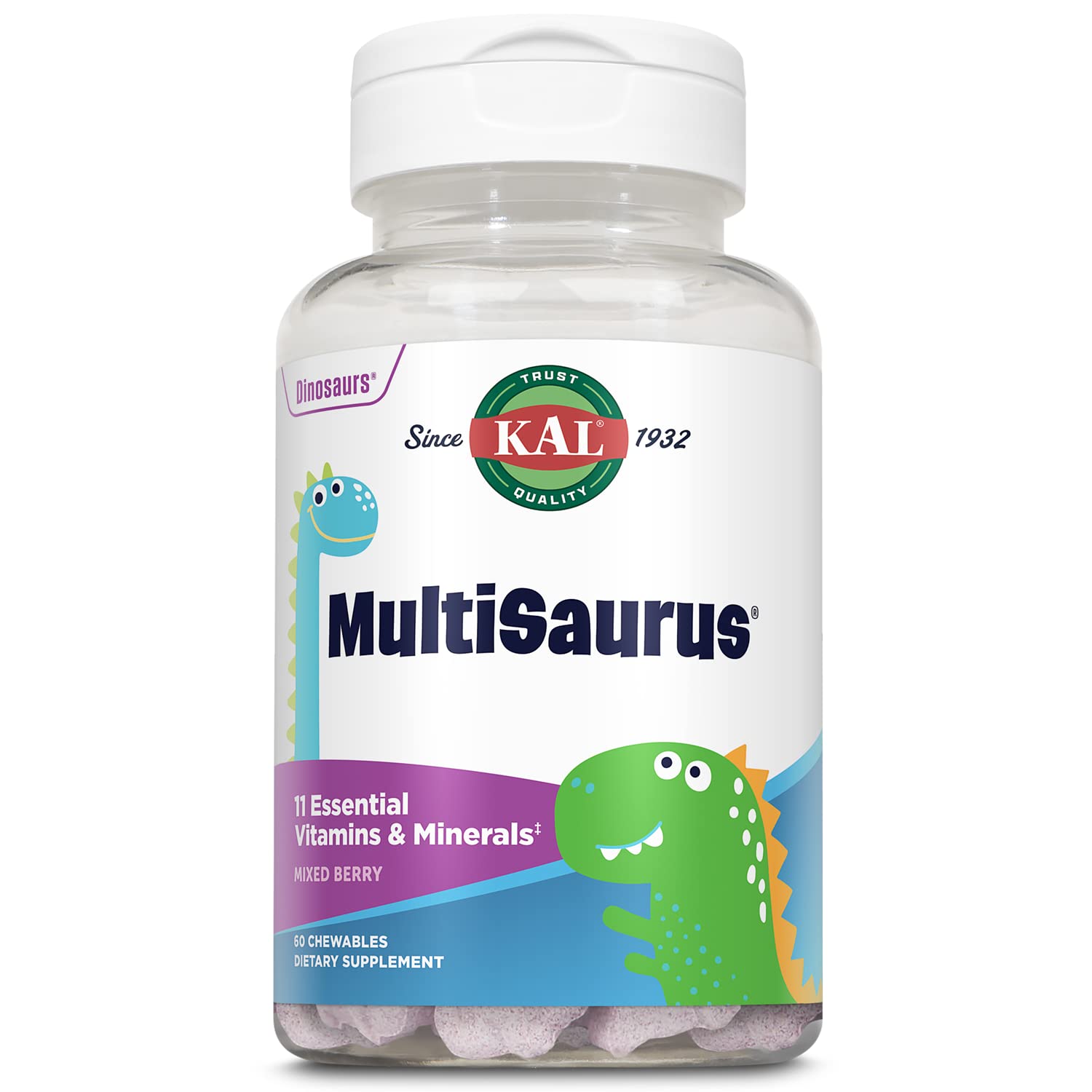 Foto 1 | Multivitamínicos Masticables Kal MultiSaurus Kids 60 Porciones - Venta Internacional