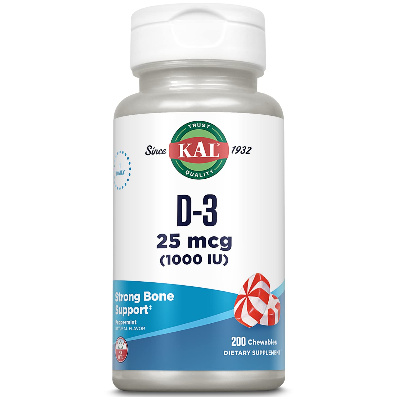 Foto 2 pulgar | Vitamina D-3 Kal 1000 Ui Sabor Menta 200 Comprimidos Masticables - Venta Internacional