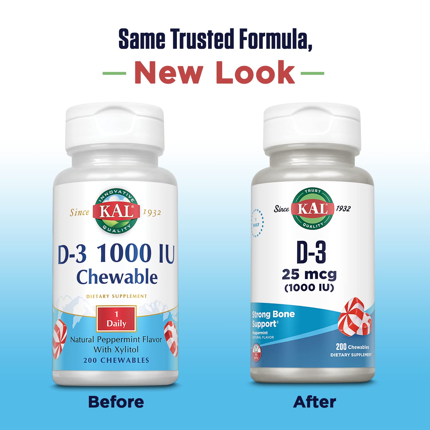 Foto 2 | Vitamina D-3 Kal 1000 Ui Sabor Menta 200 Comprimidos Masticables - Venta Internacional