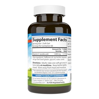 Foto 3 | Suplemento Alimenticio Carlson C-Gel de Vitamina C 1000 mg 60 Cápsula - Venta Internacional