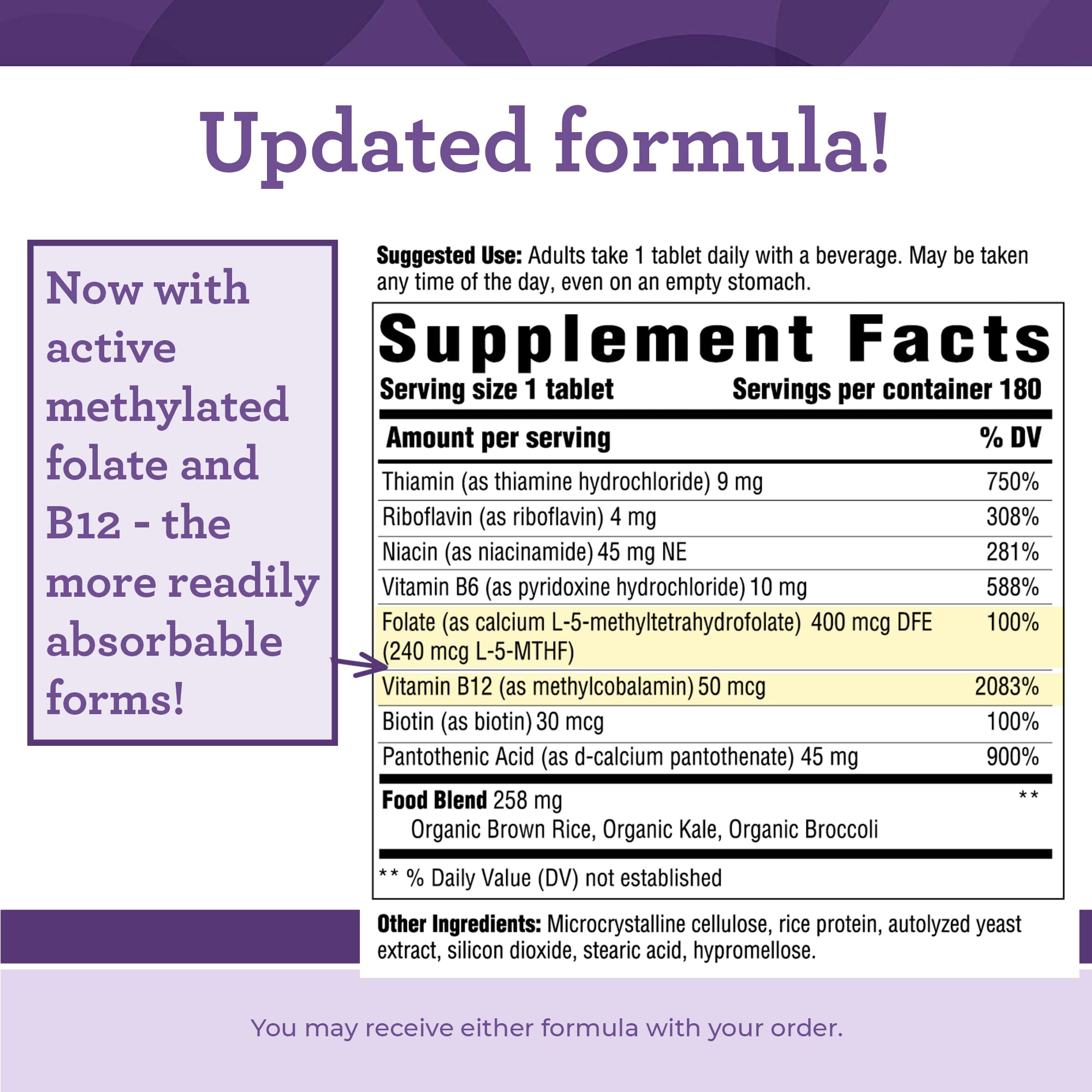 Foto 2 | Suplemento: Innate Response Formulas B Complex 180 Comprimidos - Venta Internacional