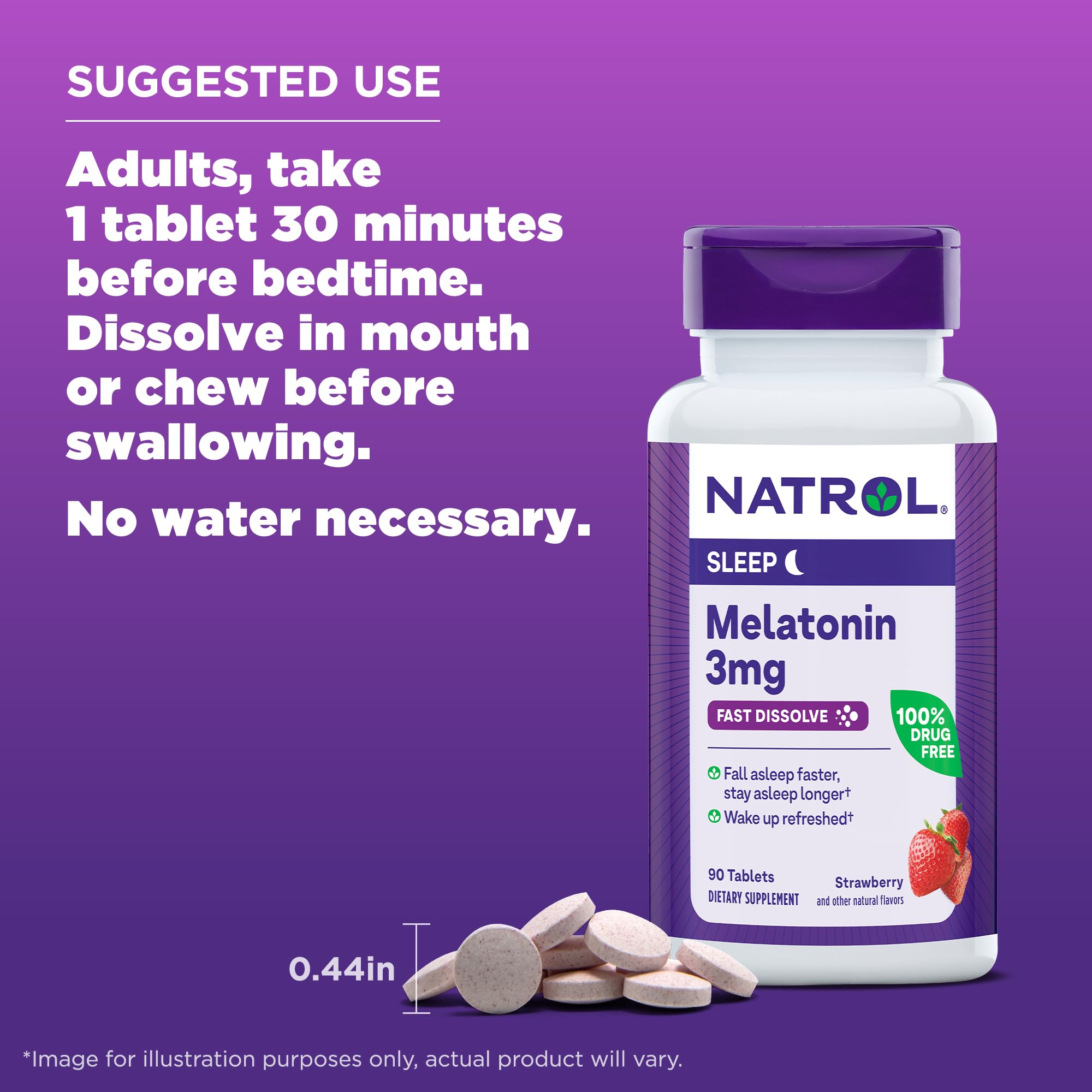 Foto 7 pulgar | Suplemento Alimenticio Natrol Melatonin 3 Mg Fresa 90 Tabletas - Venta Internacional