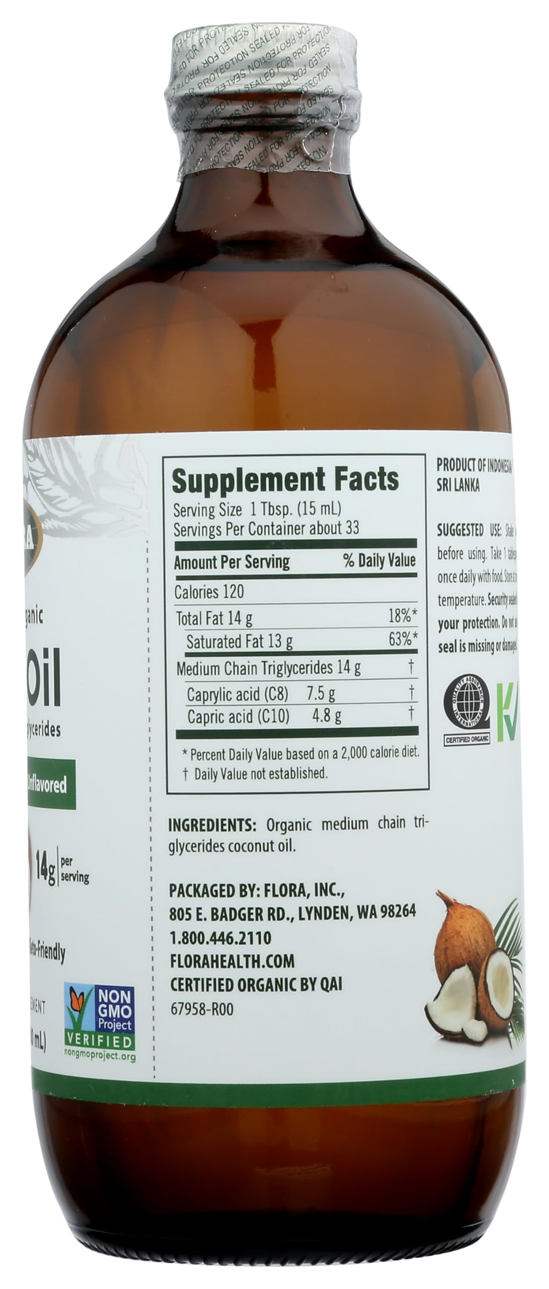 Foto 2 | Aceite Mct Flora 250 ml-Venta Internacional