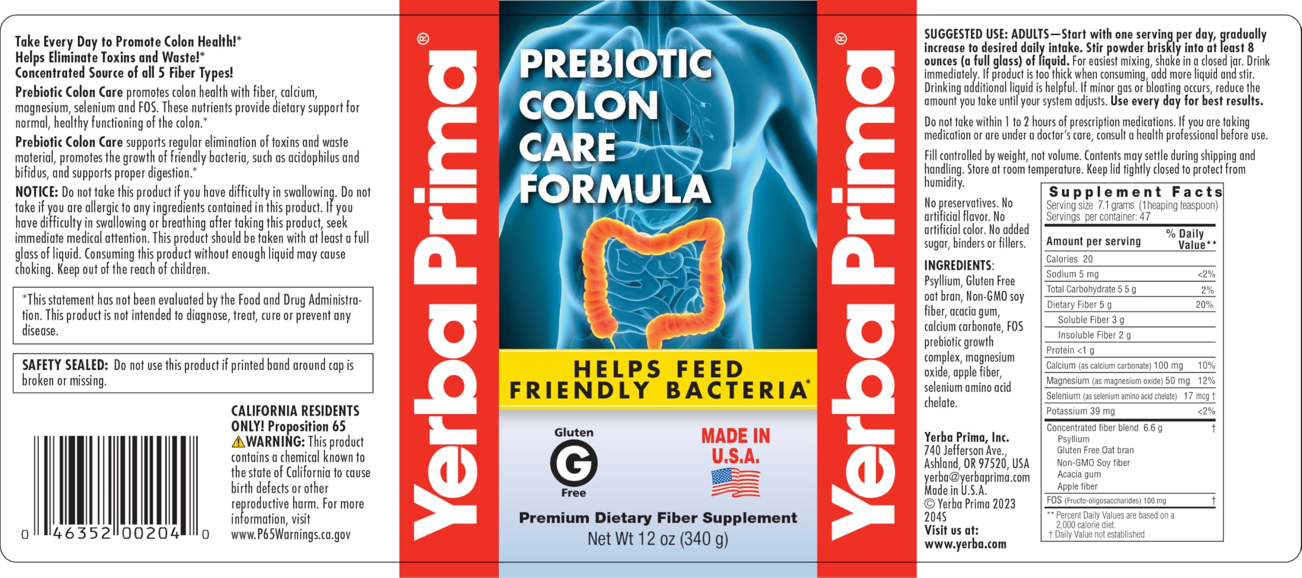 Foto 6 pulgar | Suplemento Alimenticio Yerba Prima Psyllium Fos y Magnesio 340 g - Venta Internacional
