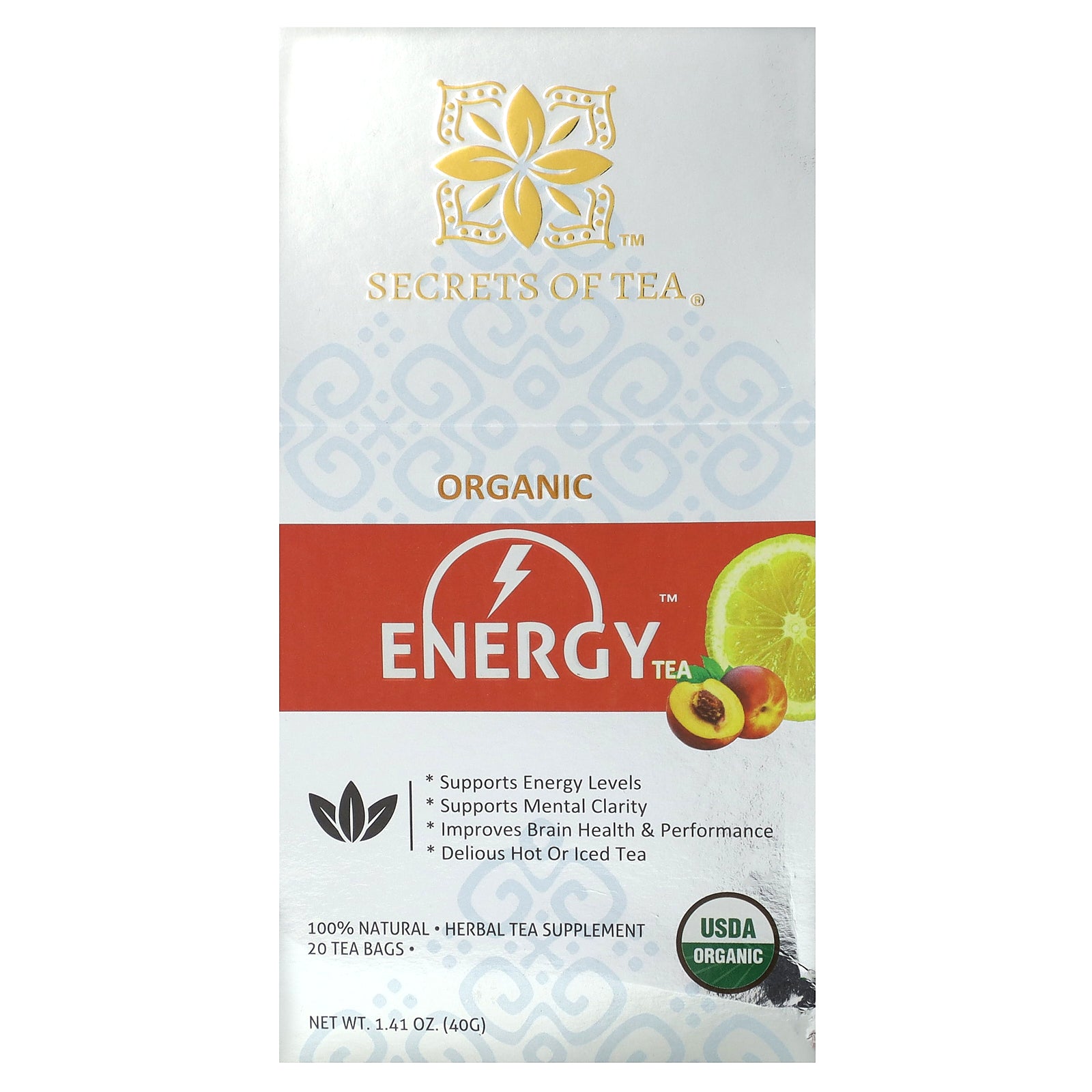 Foto 2 pulgar | Tea Secrets Of Tea Organic Energy 20 Bolsitas De Té De 40 G - Venta Internacional.