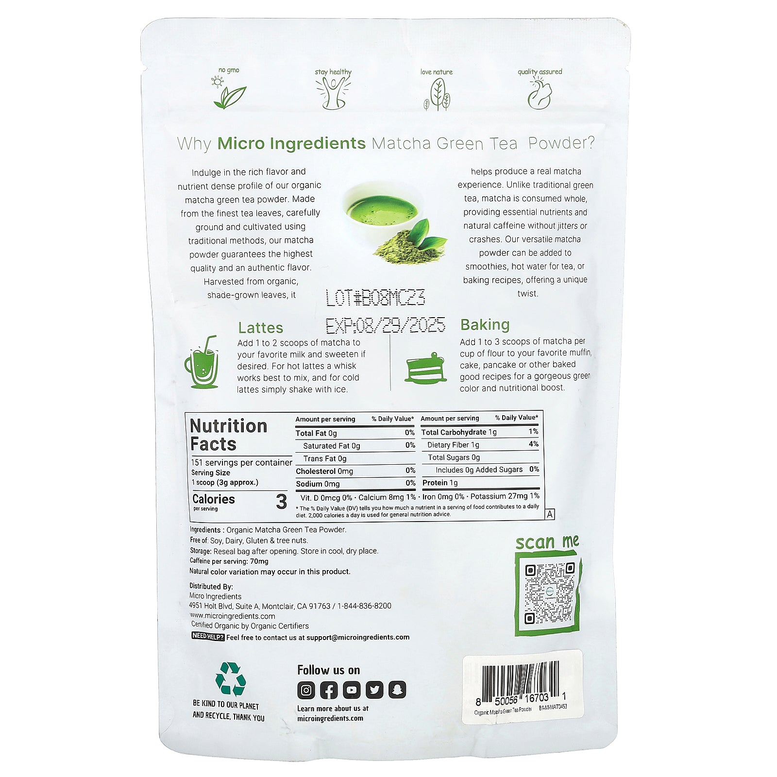 Foto 3 pulgar | Microingredientes De Té  Matcha Verde Orgánico  454 G - Venta Internacional.