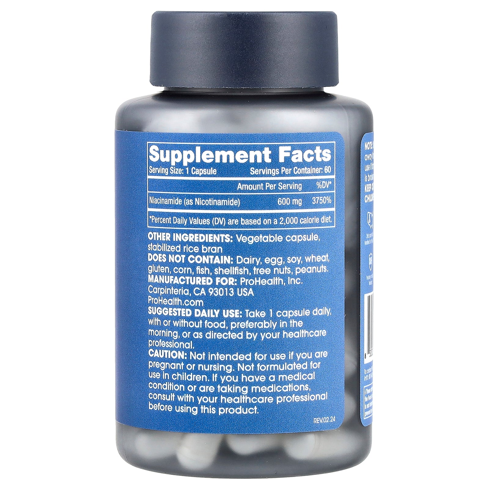 Foto 3 pulgar | Suplemento Prohealth Longevity Niacinamida 600 Mg 60 Cápsulas - Venta Internacional.