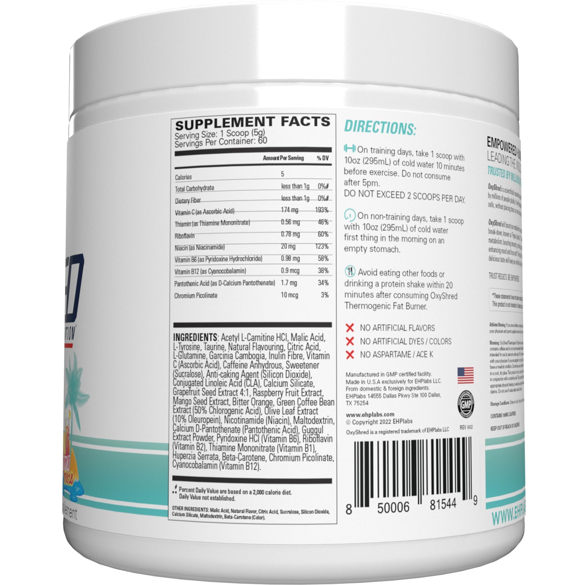 Foto 7 pulgar | Polvo Para Antes Del Entrenamiento Ehp Labs Oxyshred Con L De Glutamina Y Carnitina - Venta Internacional.
