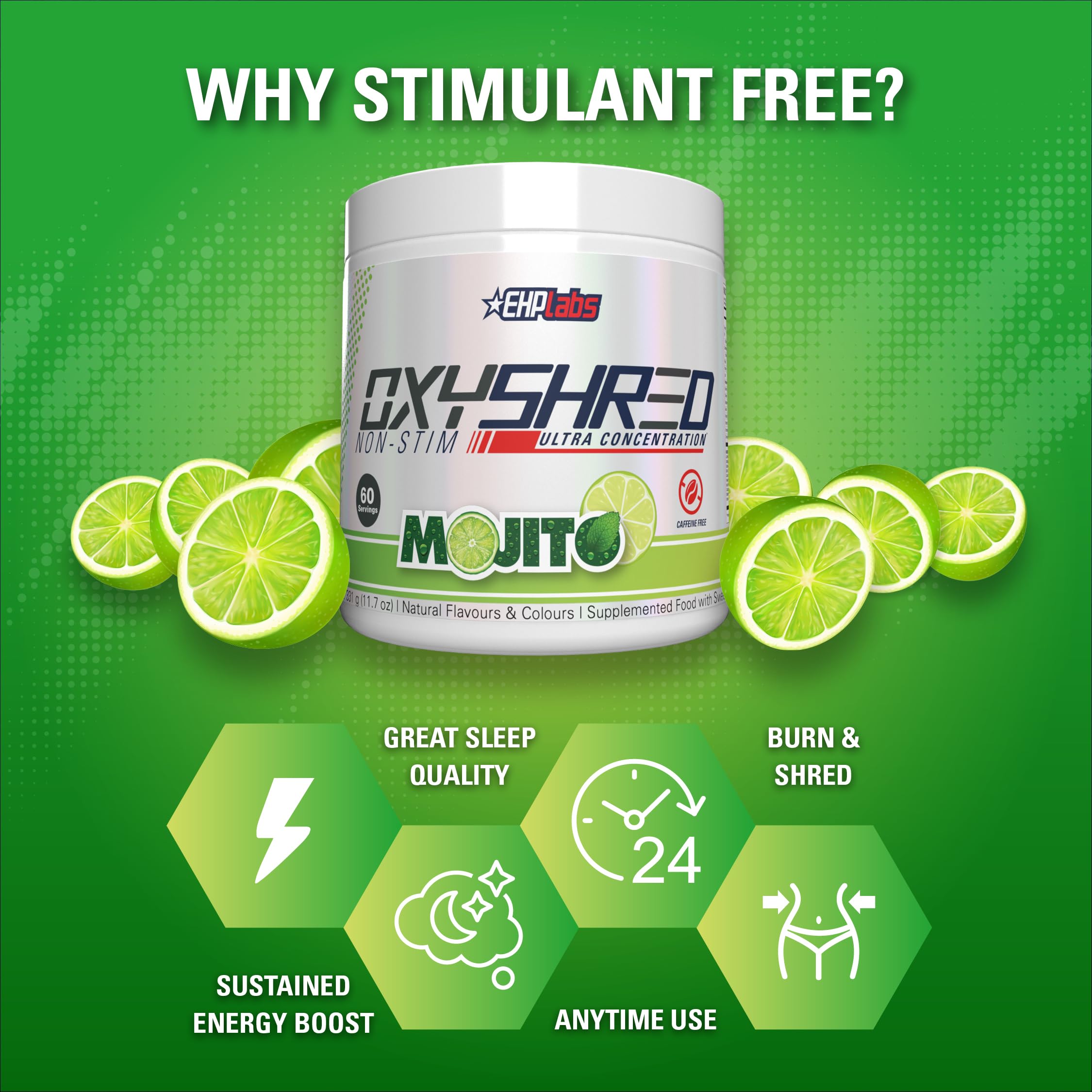 Foto 4 | Polvo Para Antes Del Entrenamiento Ehp Labs Oxyshred  No Estimulante  60 Porciones - Venta Internacional.