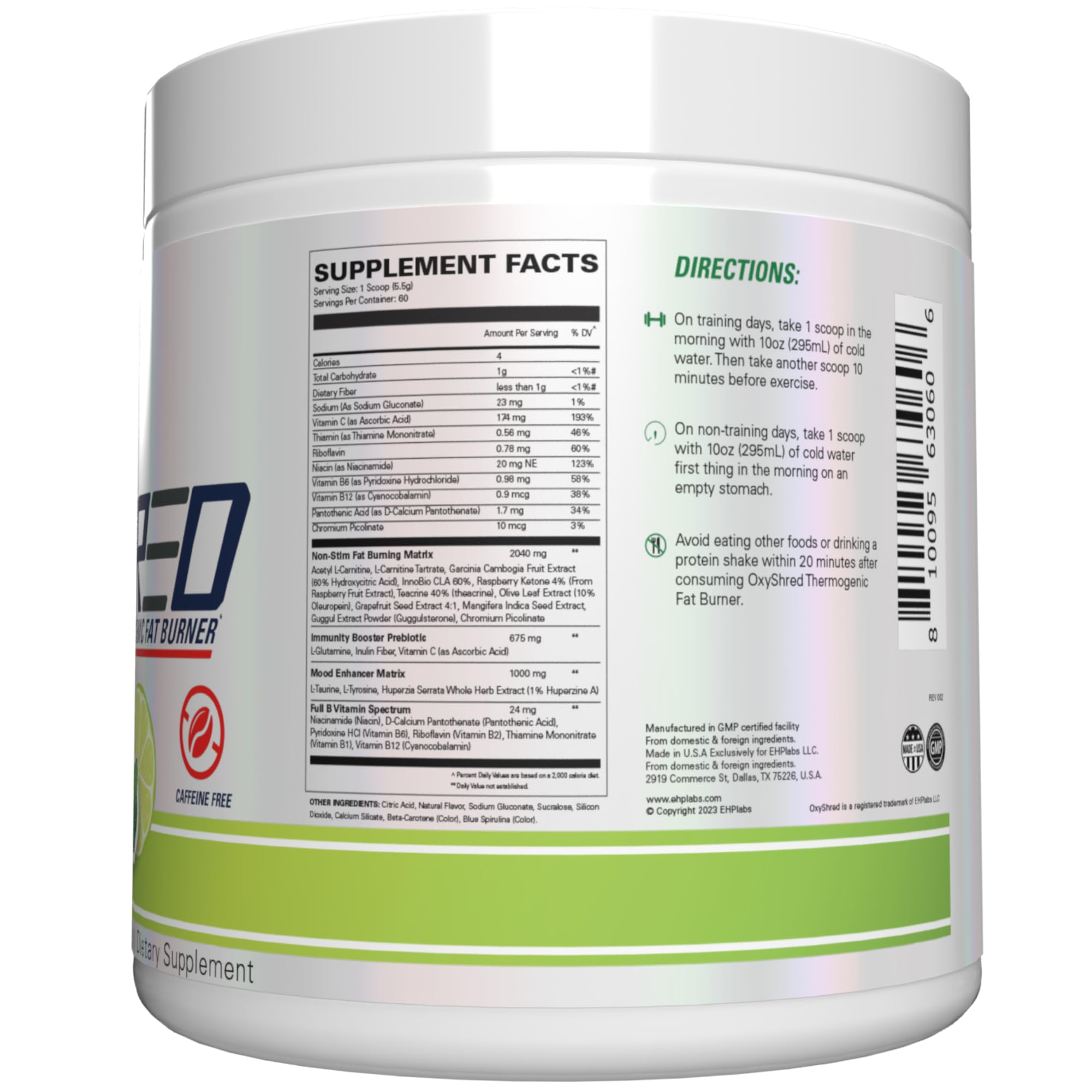 Foto 7 | Polvo Para Antes Del Entrenamiento Ehp Labs Oxyshred  No Estimulante  60 Porciones - Venta Internacional.