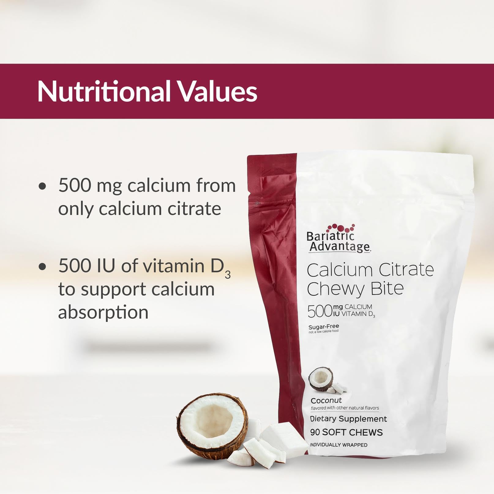 Foto 5 | Citrato de Calcio Chewy Bites Bariatric Advantage 500 Mg - Venta Internacional