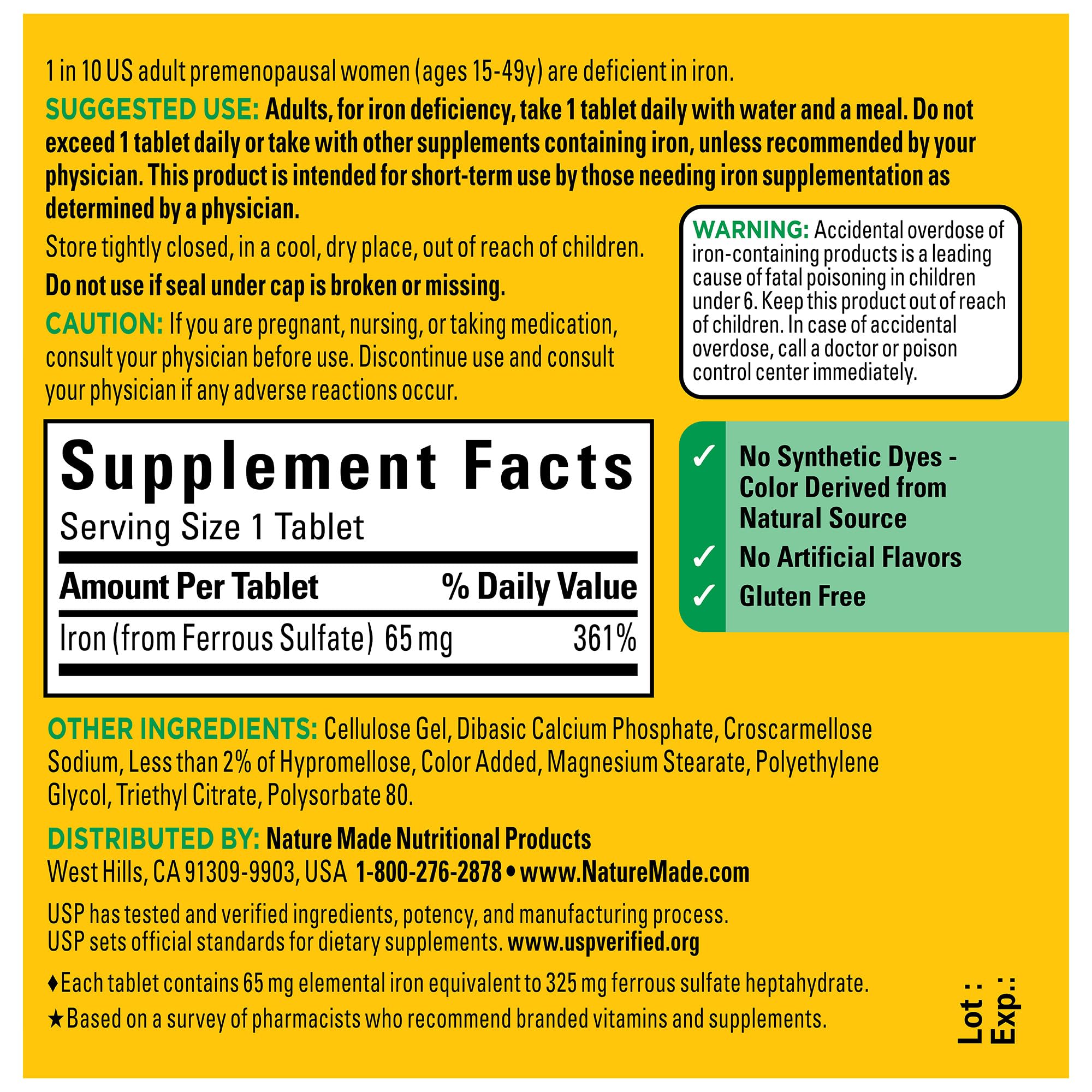 Foto 6 pulgar | Suplemento Alimenticio Nature Made Iron 180 Capsulas - Venta Internacional