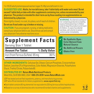 Foto 5 | Suplemento Alimenticio Nature Made Iron 180 Capsulas - Venta Internacional